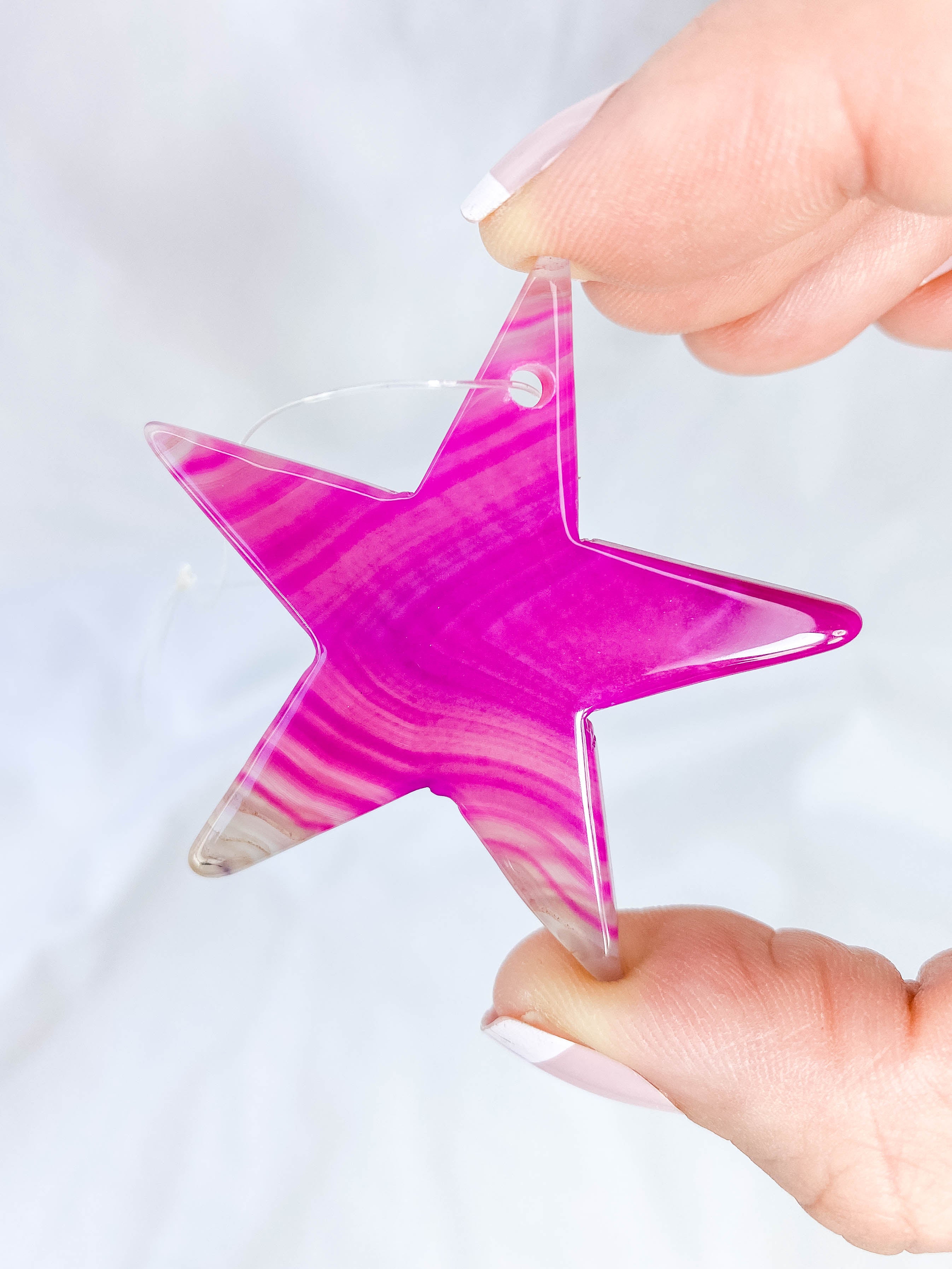 Agate Star Christmas Tree Ornament | Pink