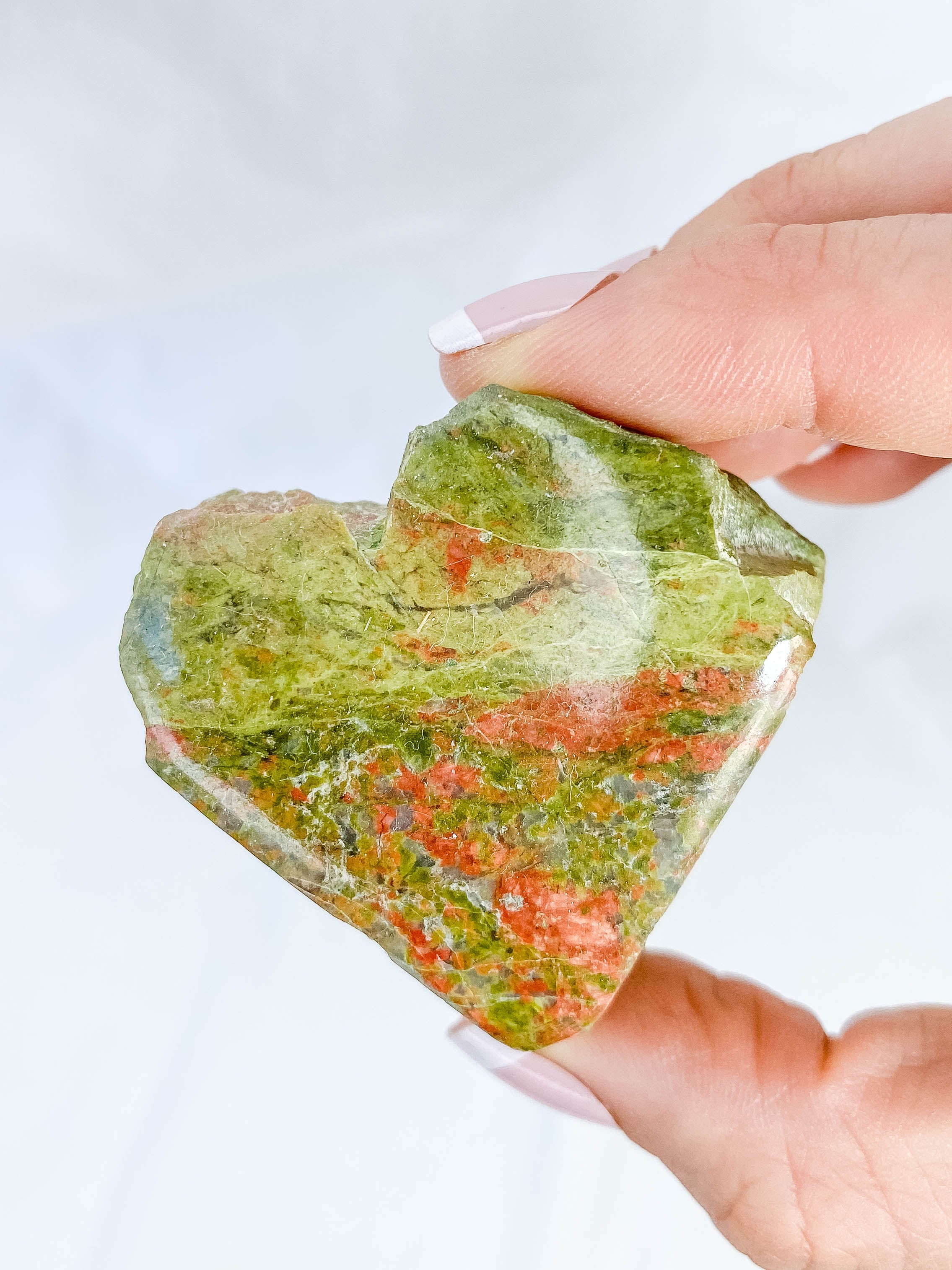 Unakite Heart One Face Polished 101g