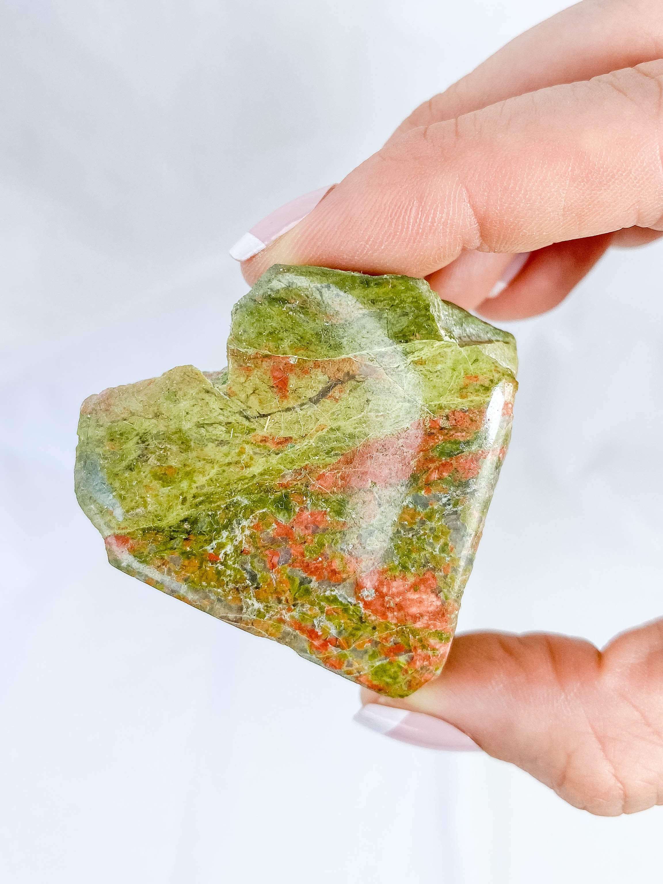 Unakite Heart One Face Polished 101g