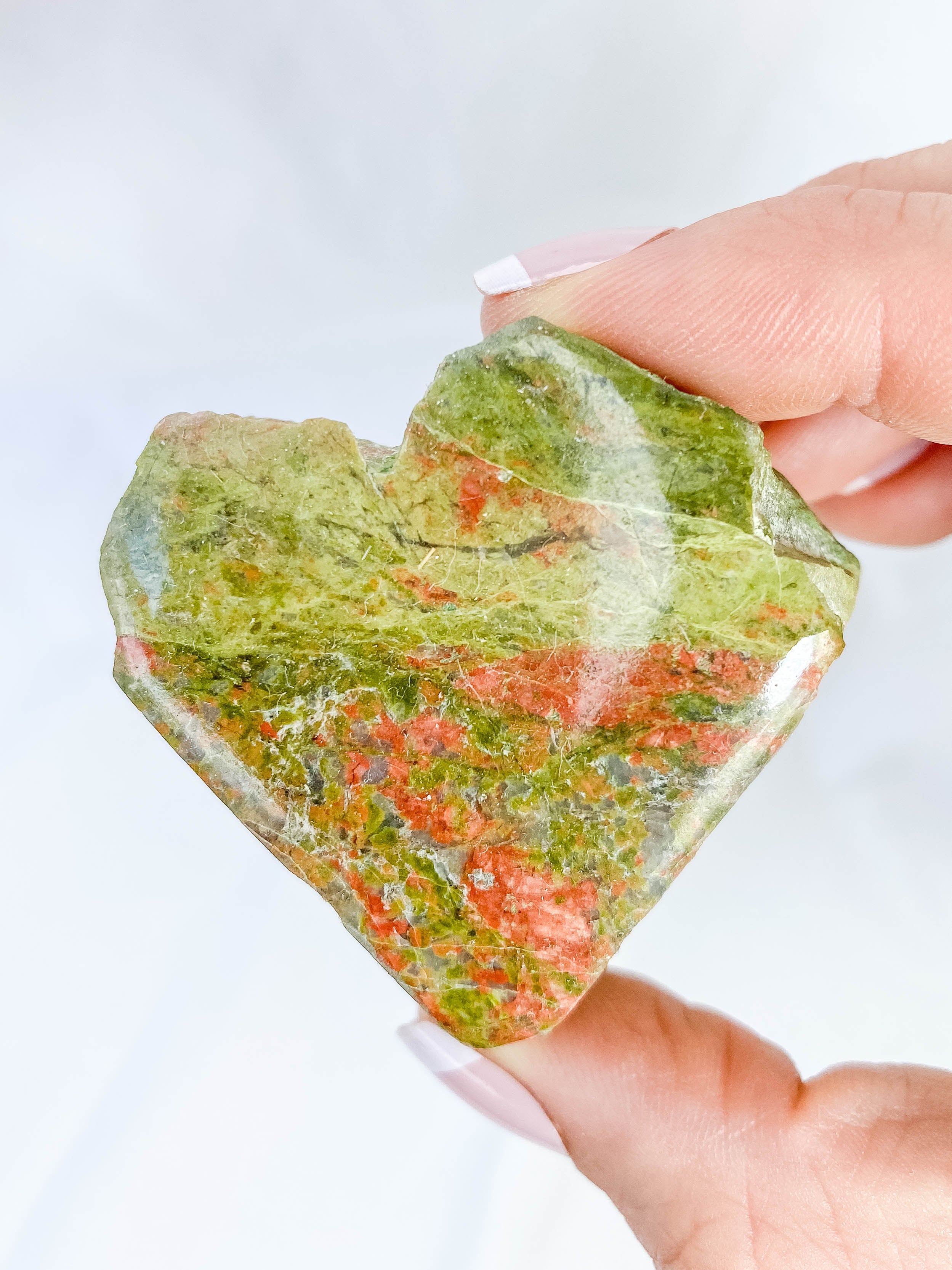 Unakite Heart One Face Polished 101g