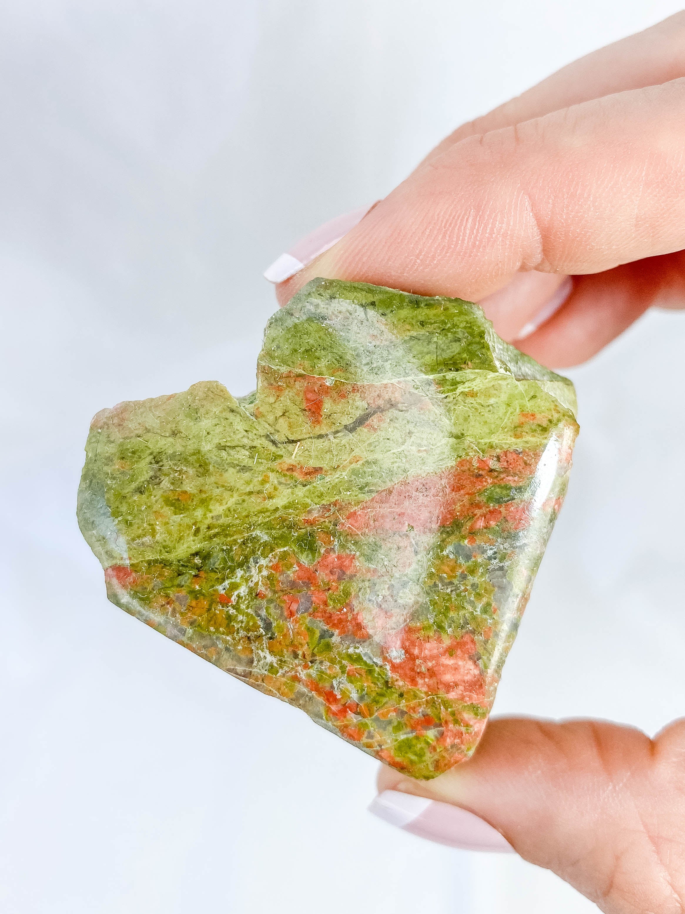 Unakite Heart One Face Polished 101g