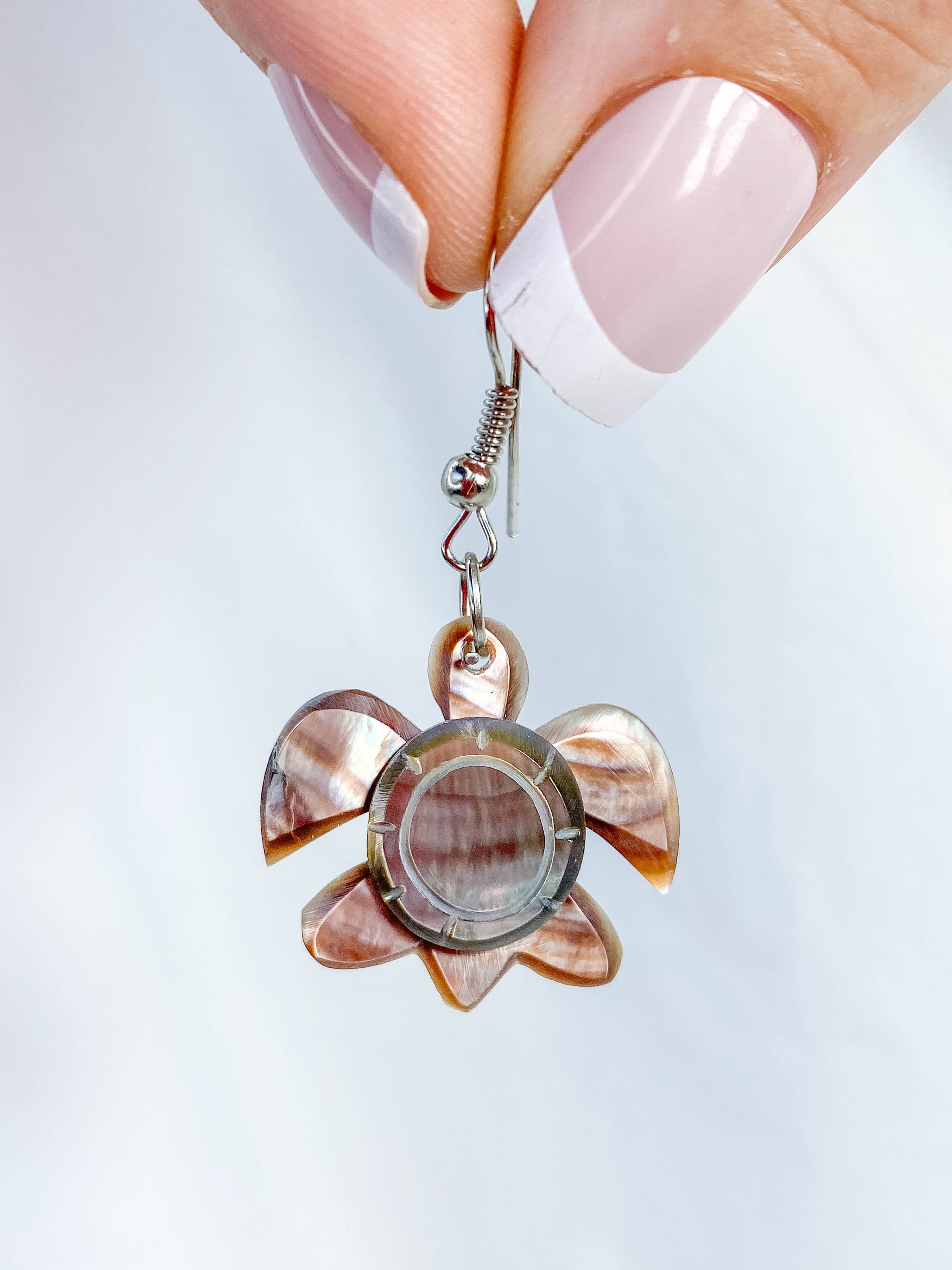 Mother of Pearl Silver Plated Earrings | Dark