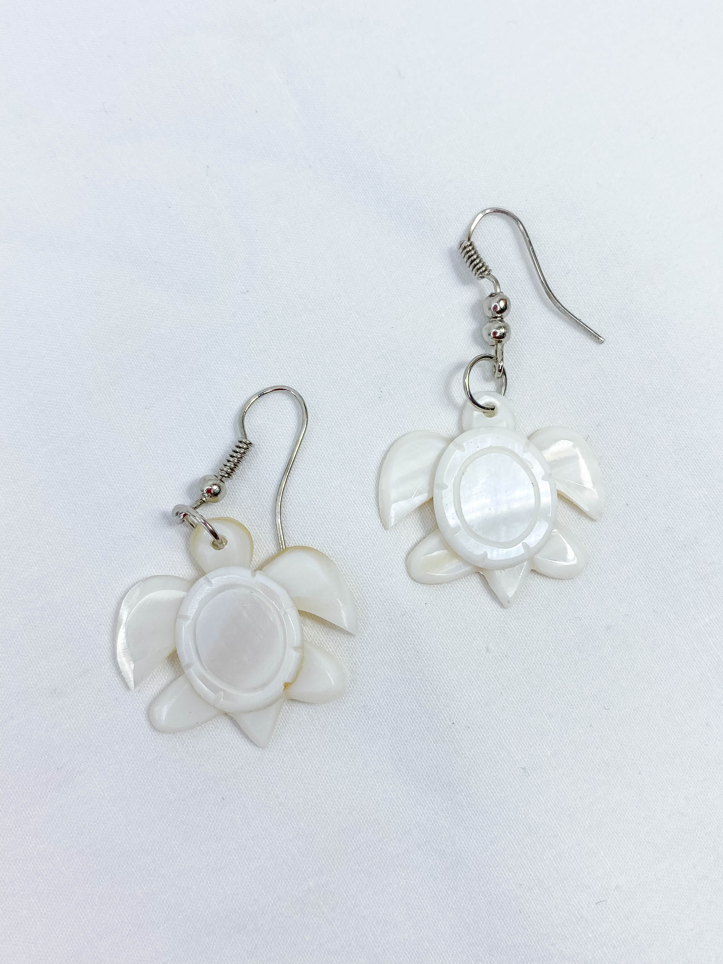 Mother of Pearl Silver Plated Earrings | White