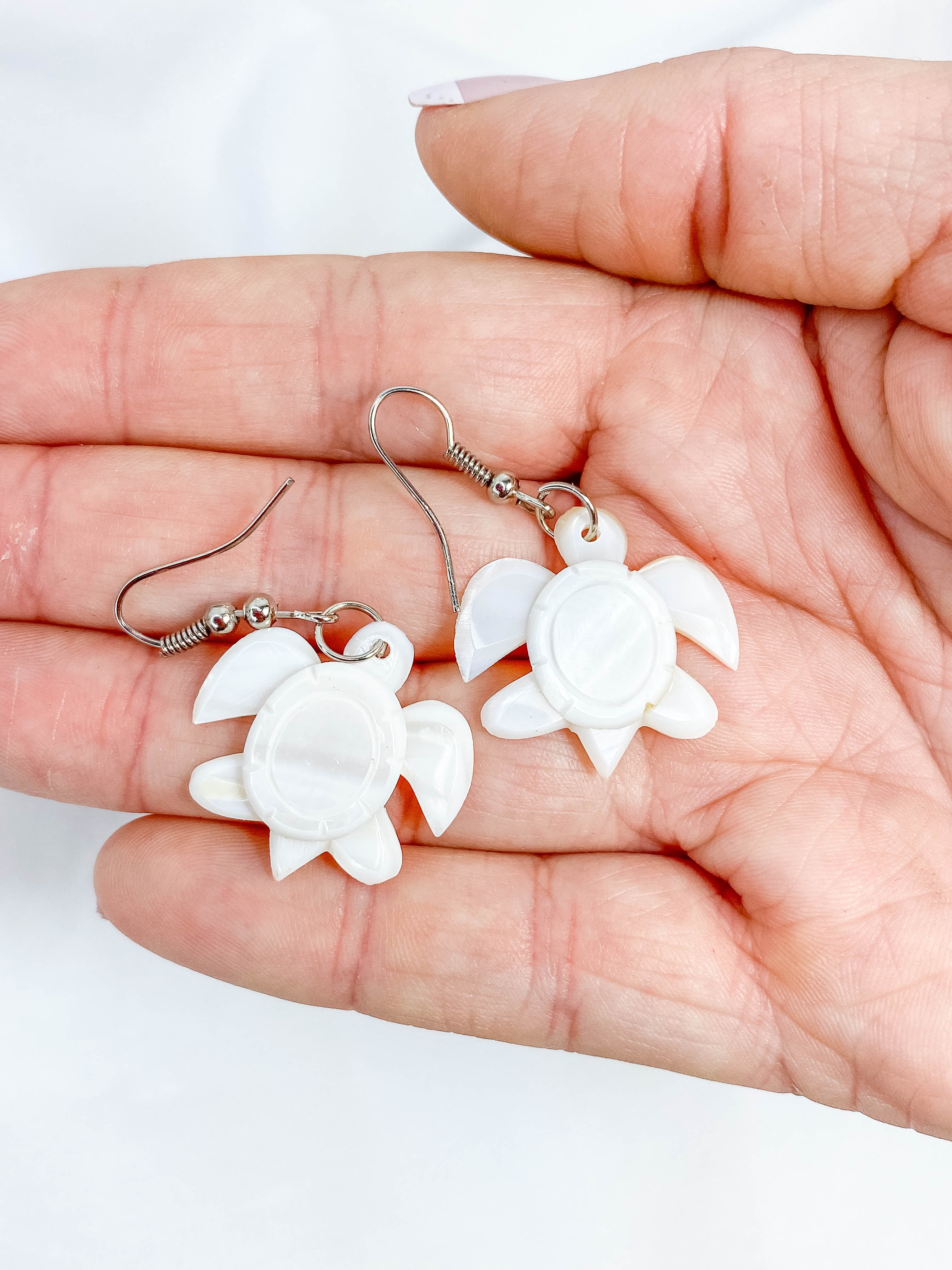 Mother of Pearl Silver Plated Earrings | White