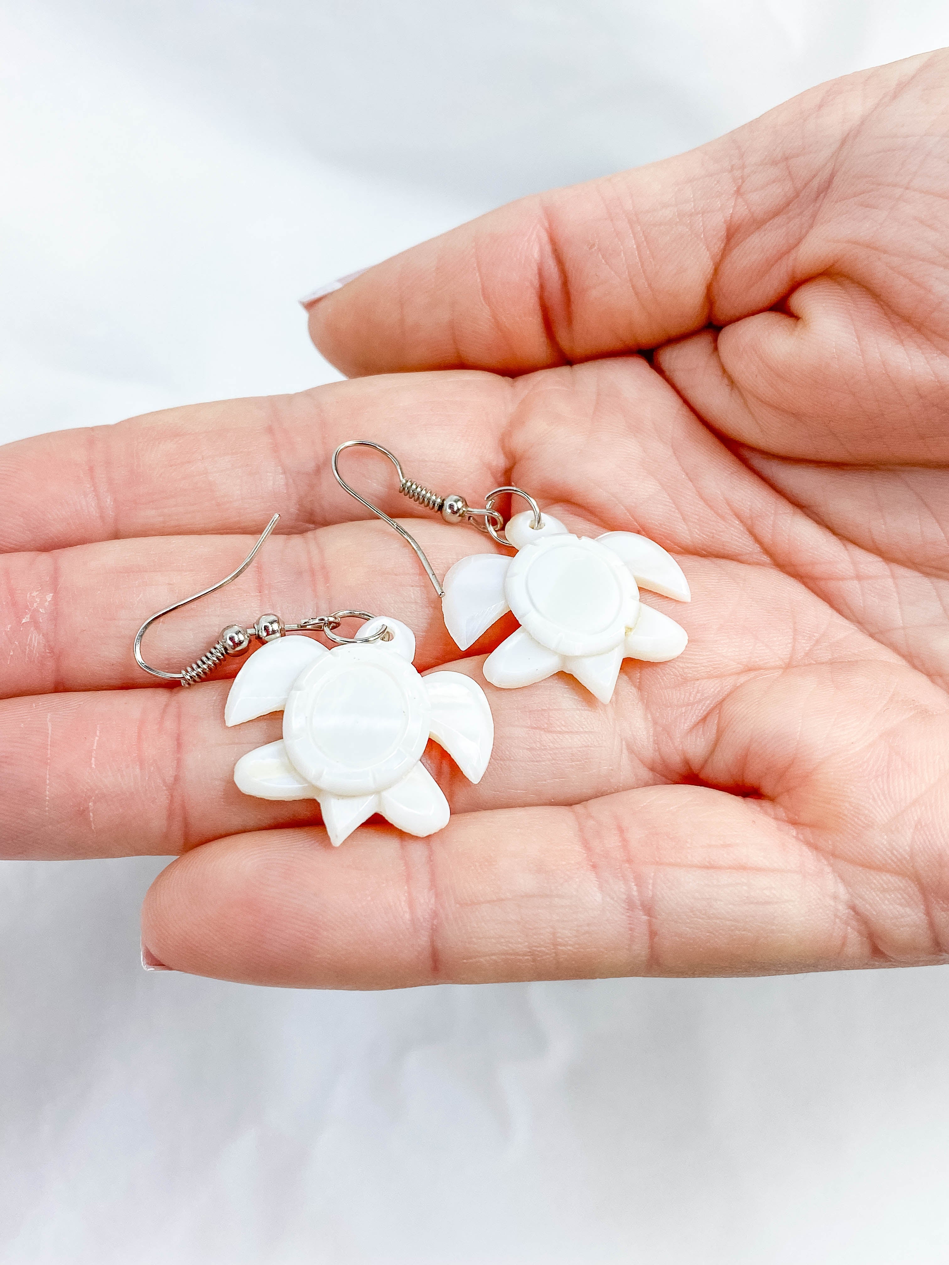 Mother of Pearl Silver Plated Earrings | White