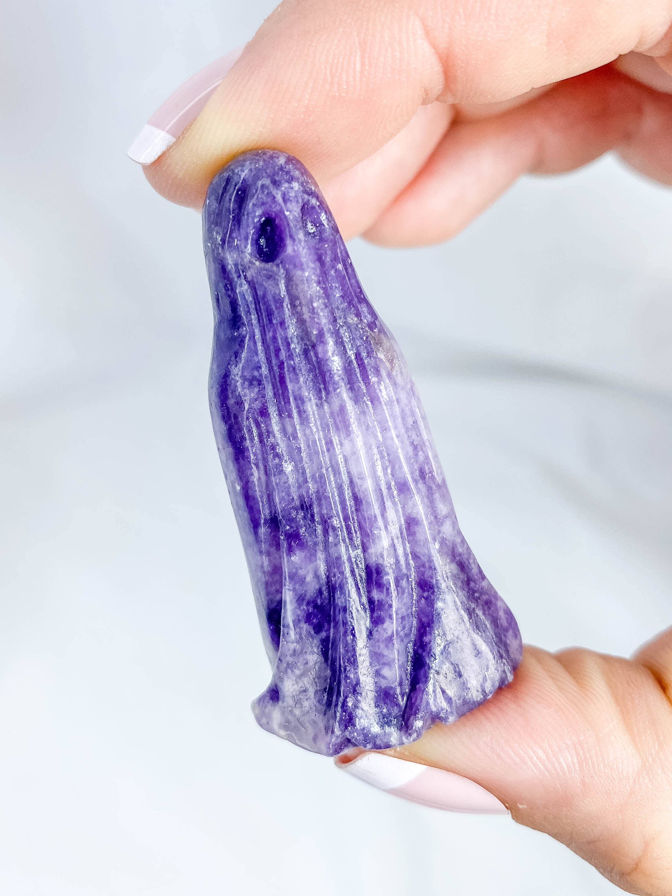 Lepidolite Ghost Carving