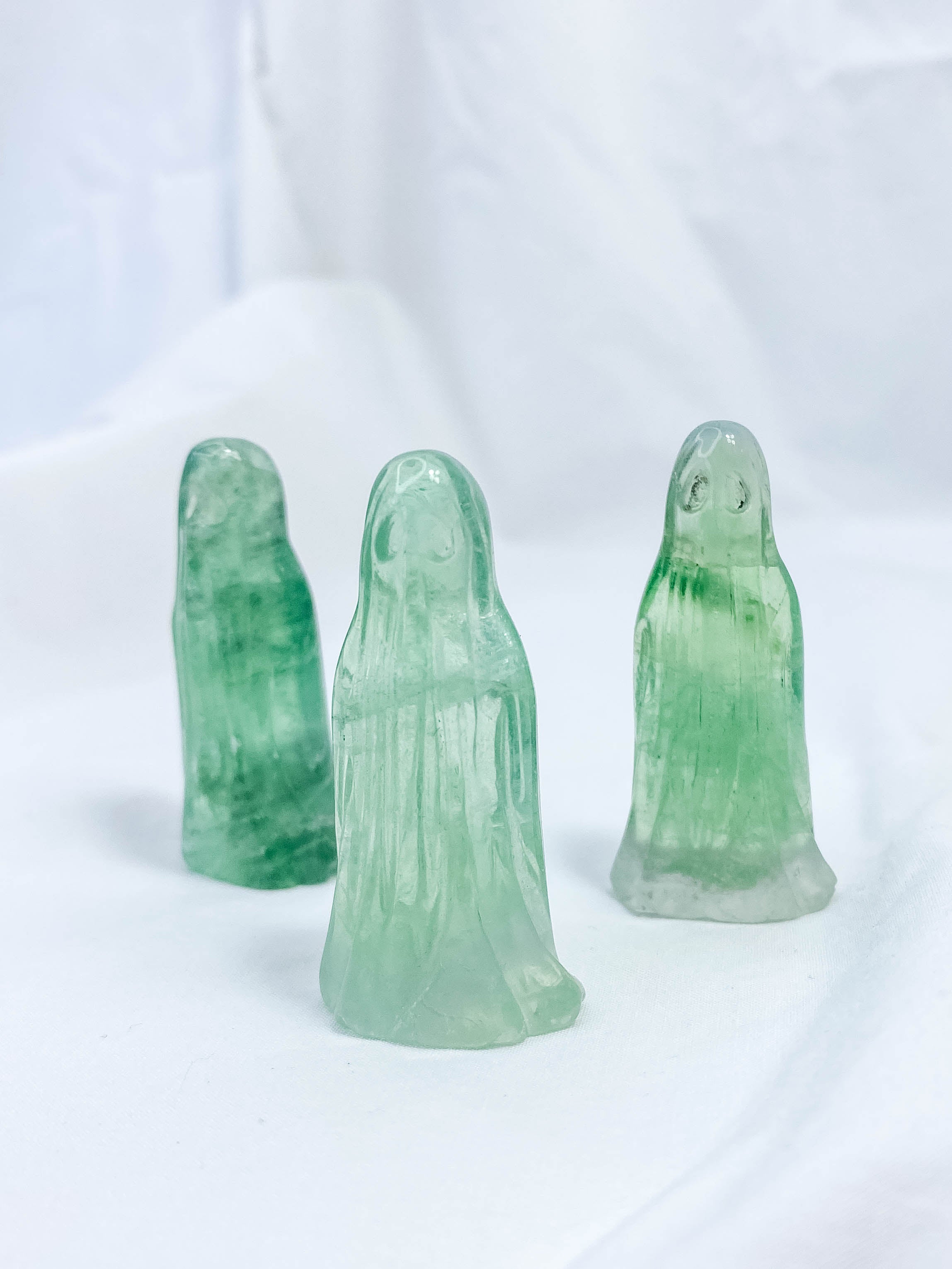 Green Fluorite Ghost Carving