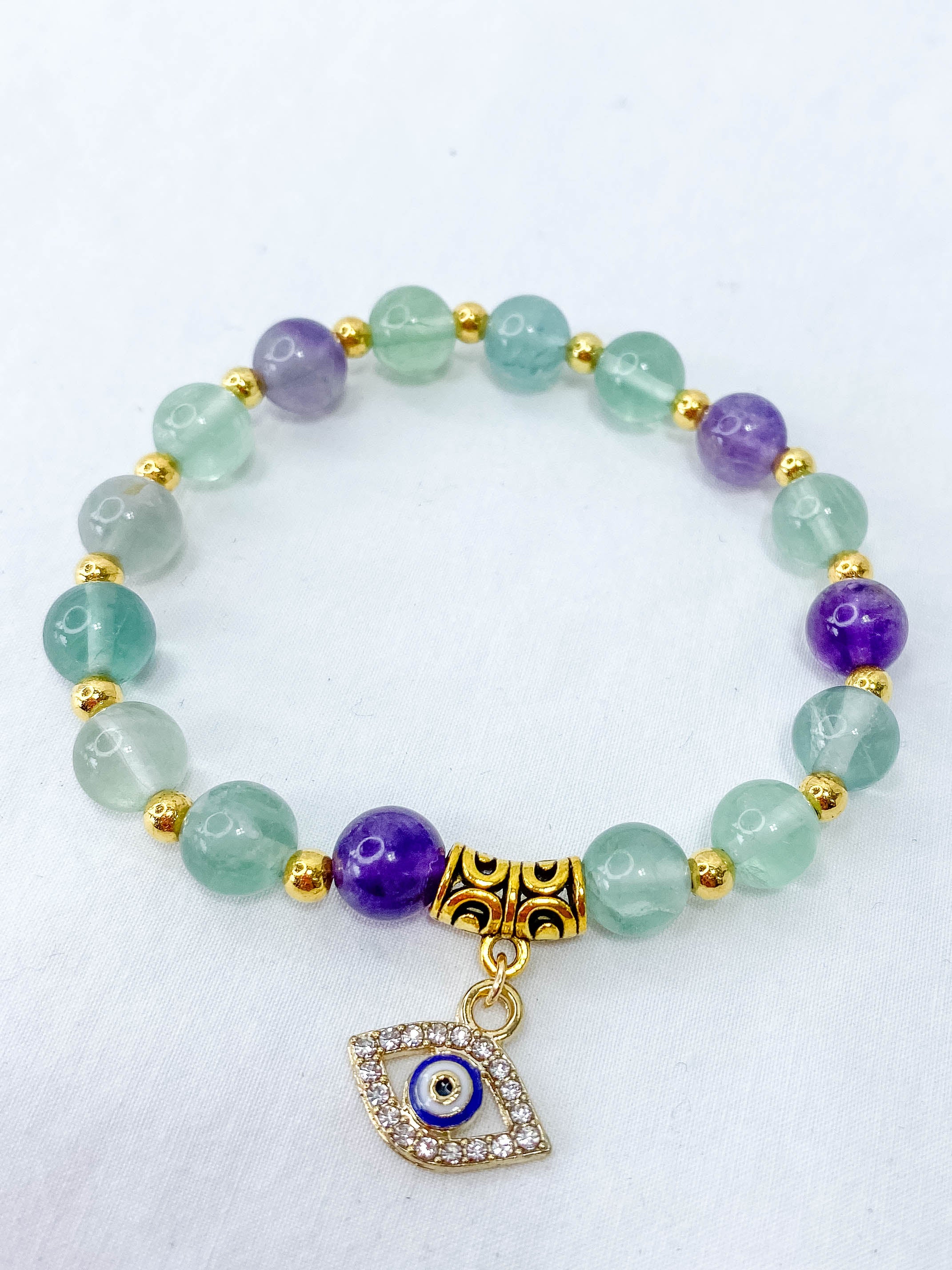 Fluorite Protection Evil Eye Bracelet