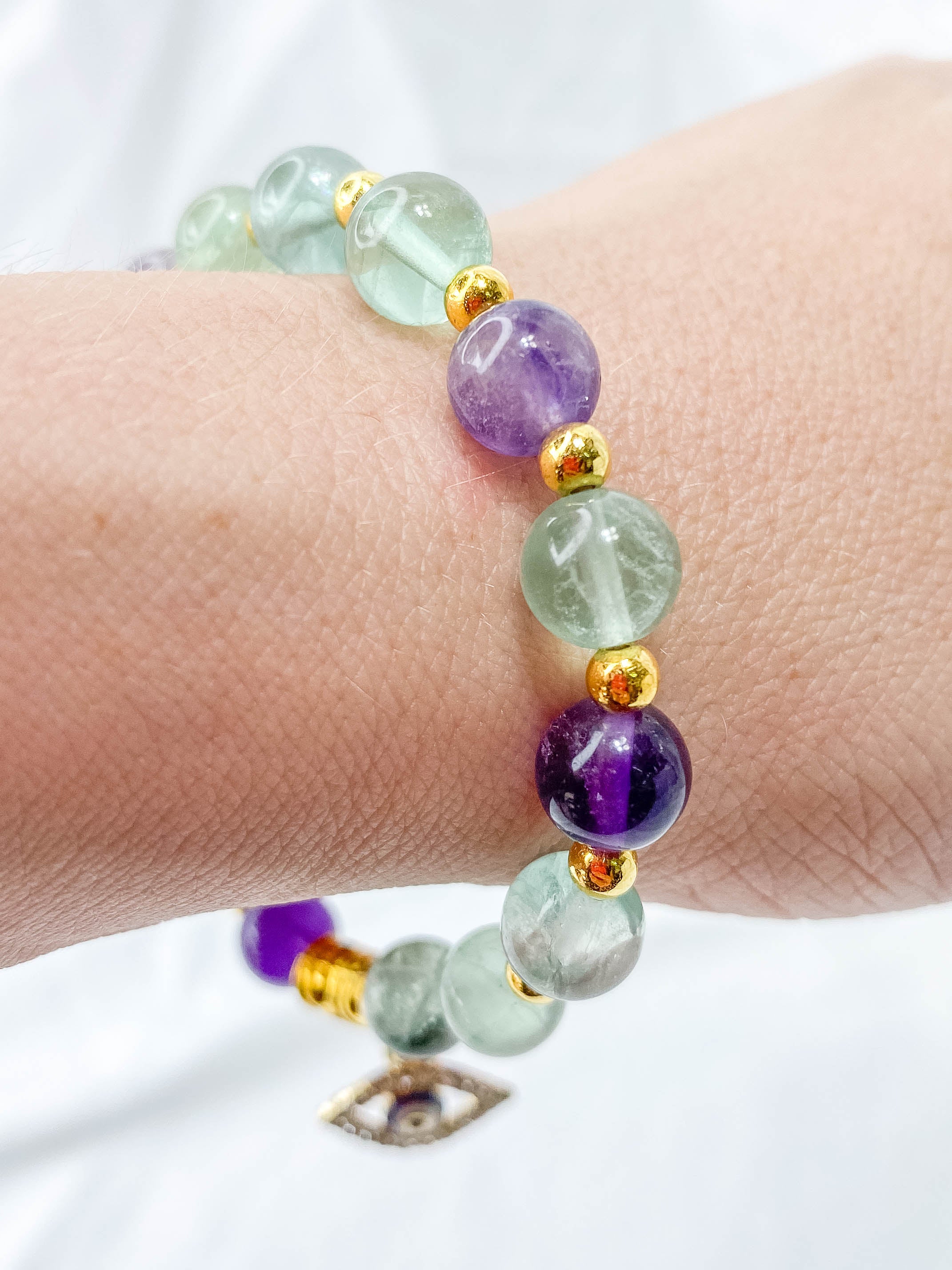 Fluorite Protection Evil Eye Bracelet