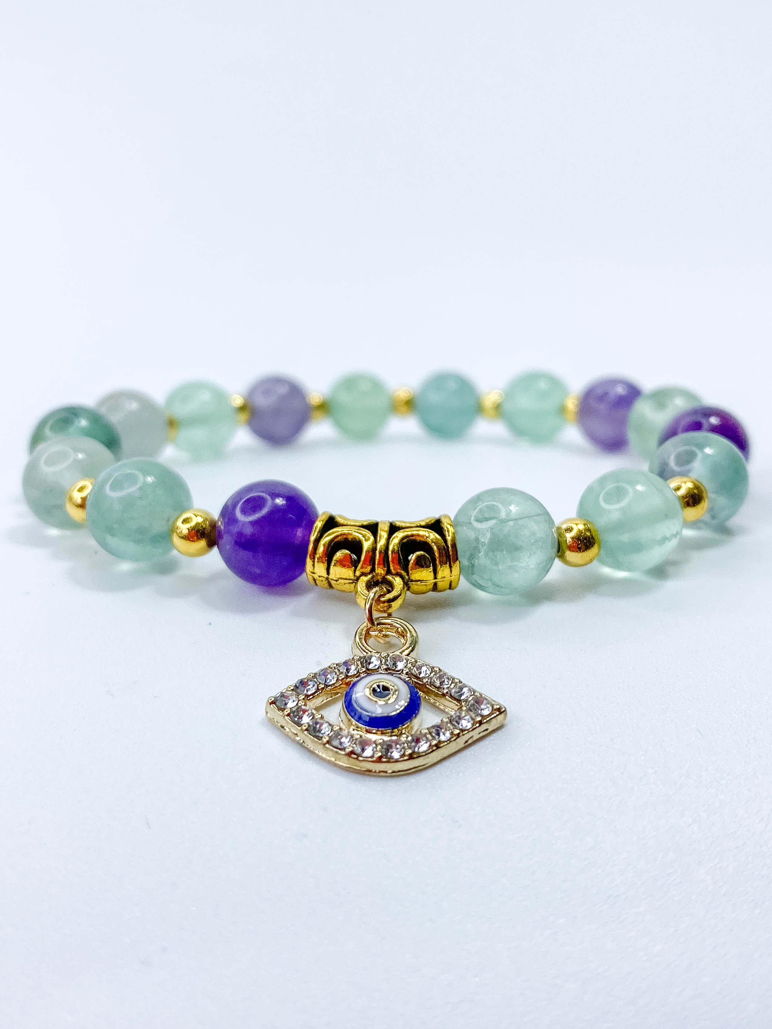 Fluorite Protection Evil Eye Bracelet