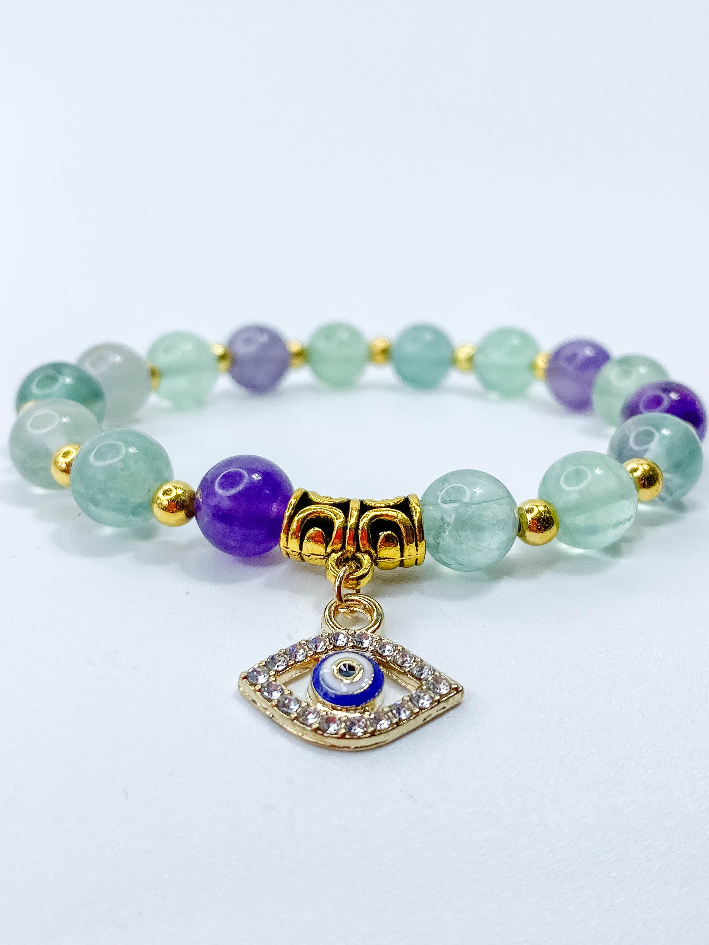 Fluorite Protection Evil Eye Bracelet