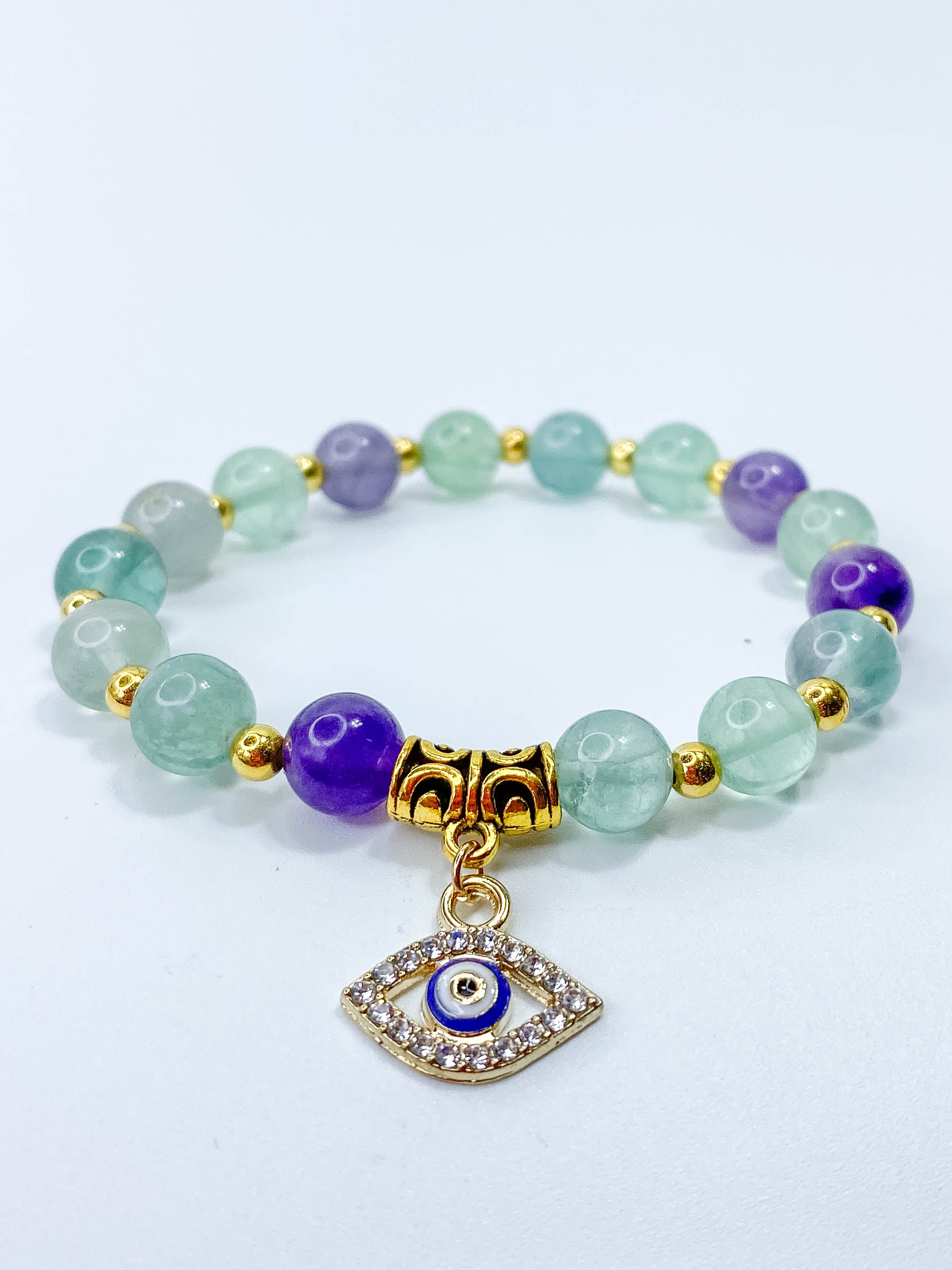 Fluorite Protection Evil Eye Bracelet