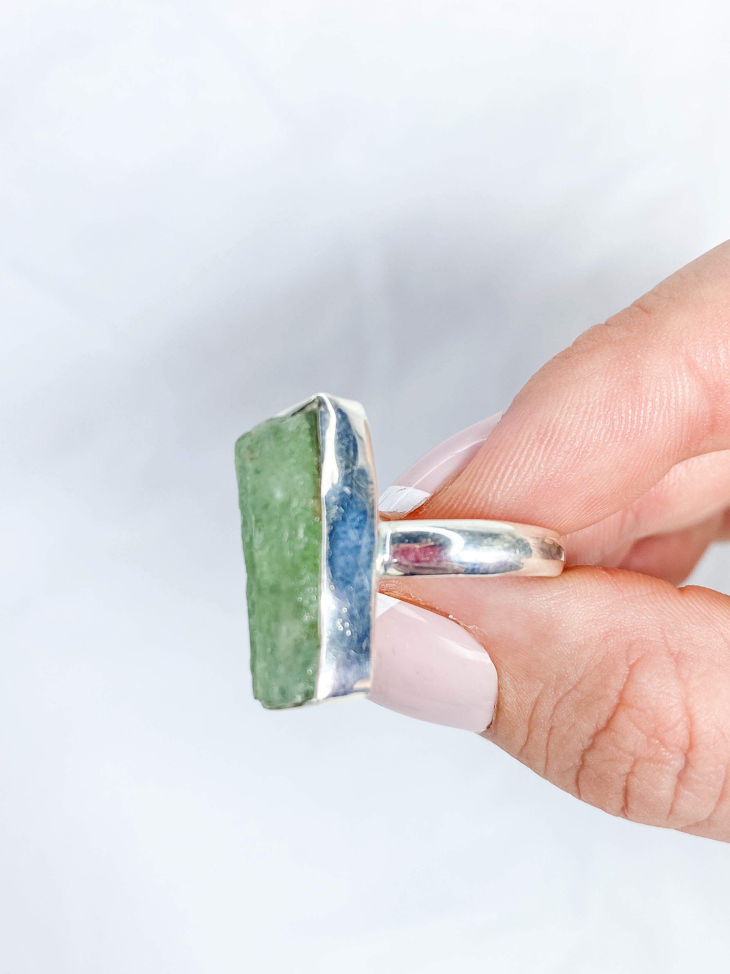 Green Kyanite Sterling Silver Ring