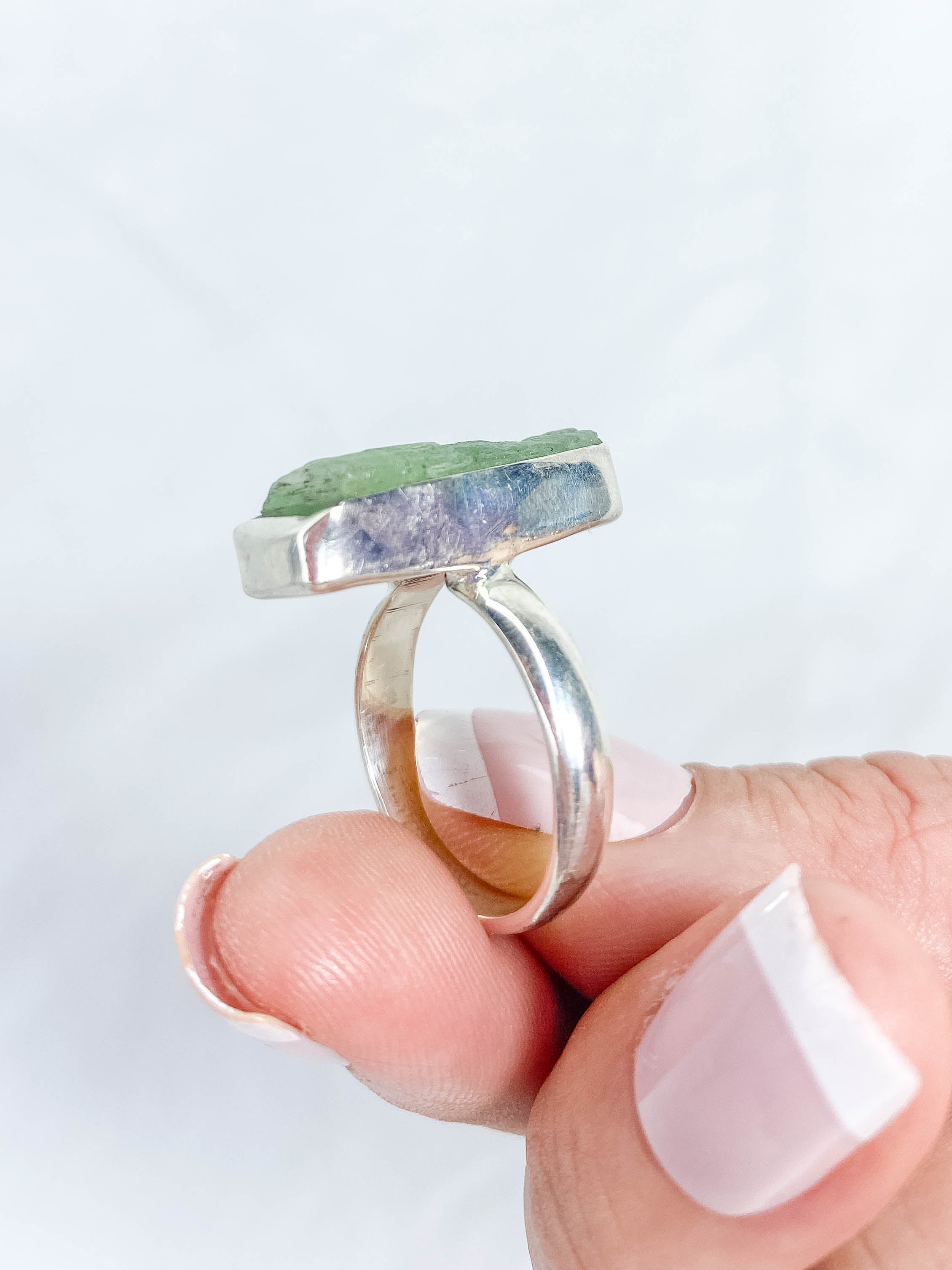 Green Kyanite Sterling Silver Ring