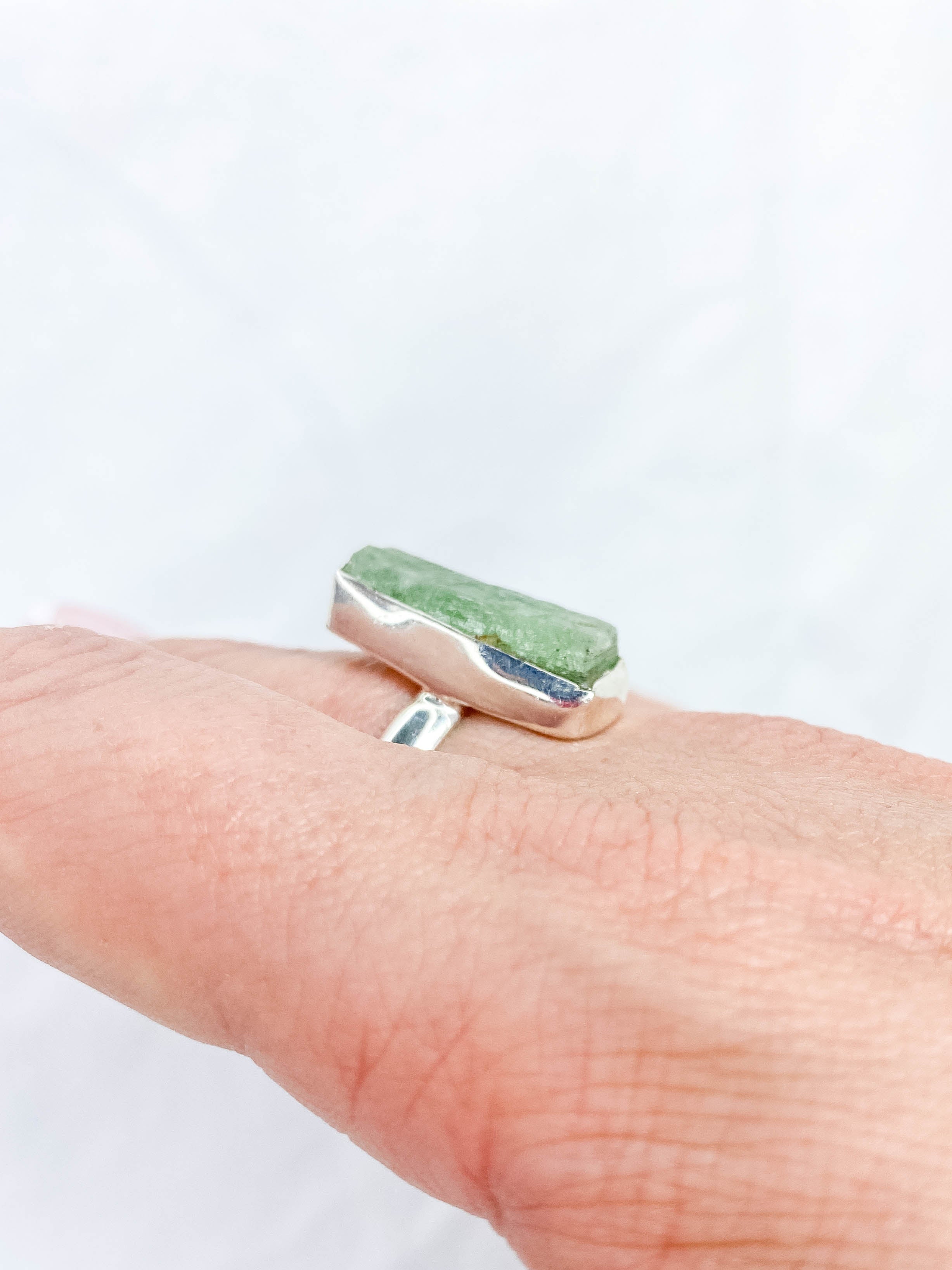 Green Kyanite Sterling Silver Ring