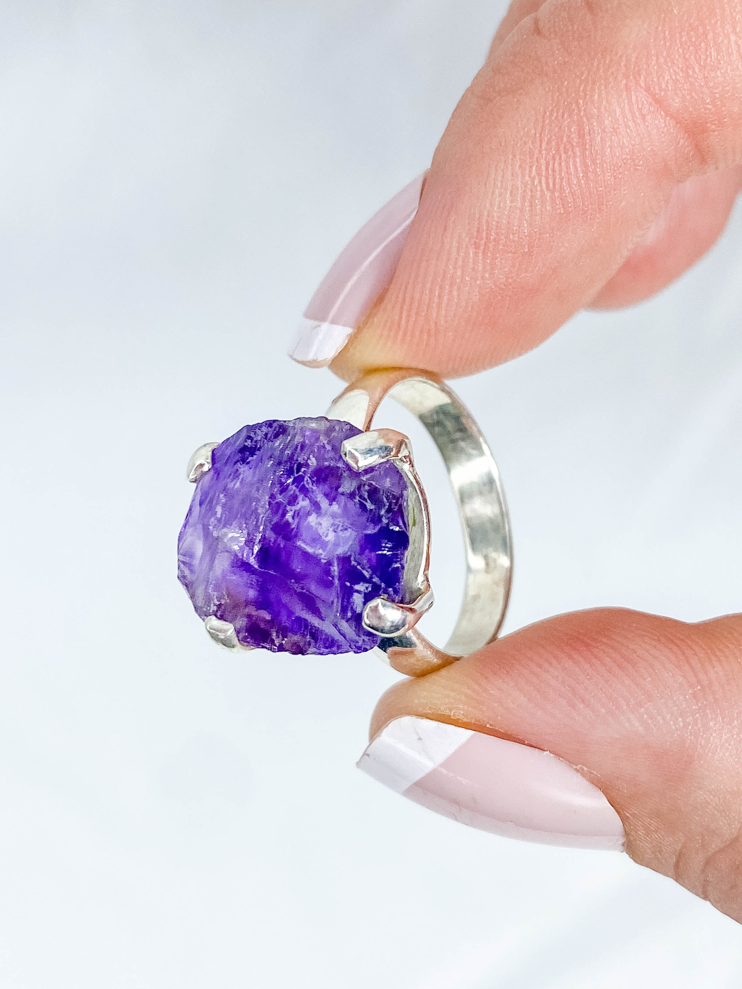 Amethyst Ring Natural Sterling Silver