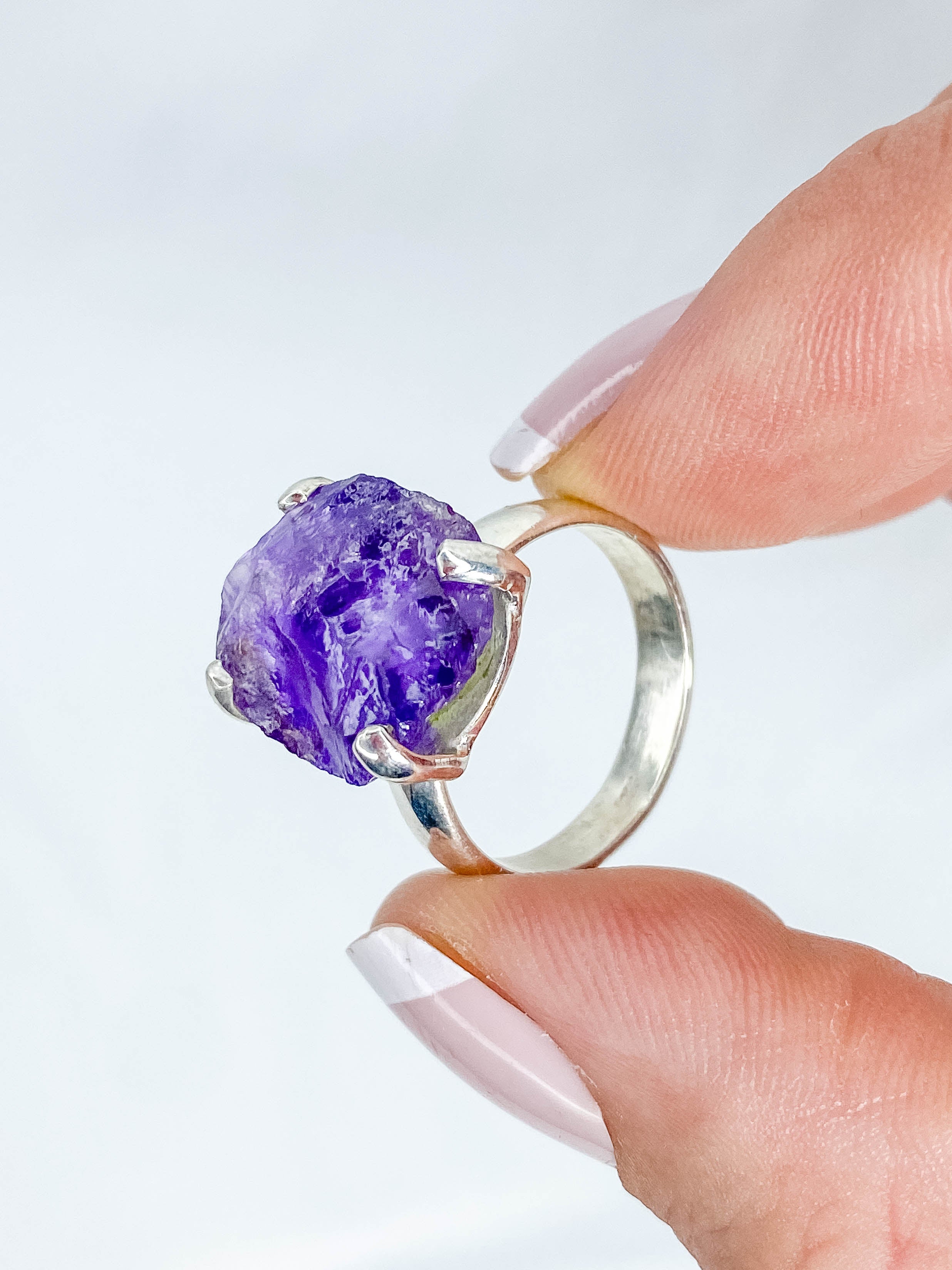 Amethyst Ring Natural Sterling Silver