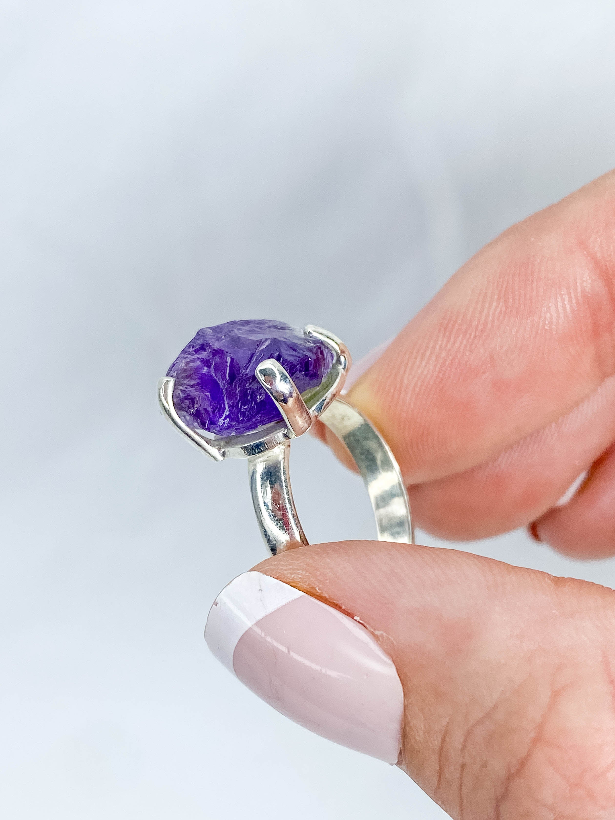 Amethyst Ring Natural Sterling Silver