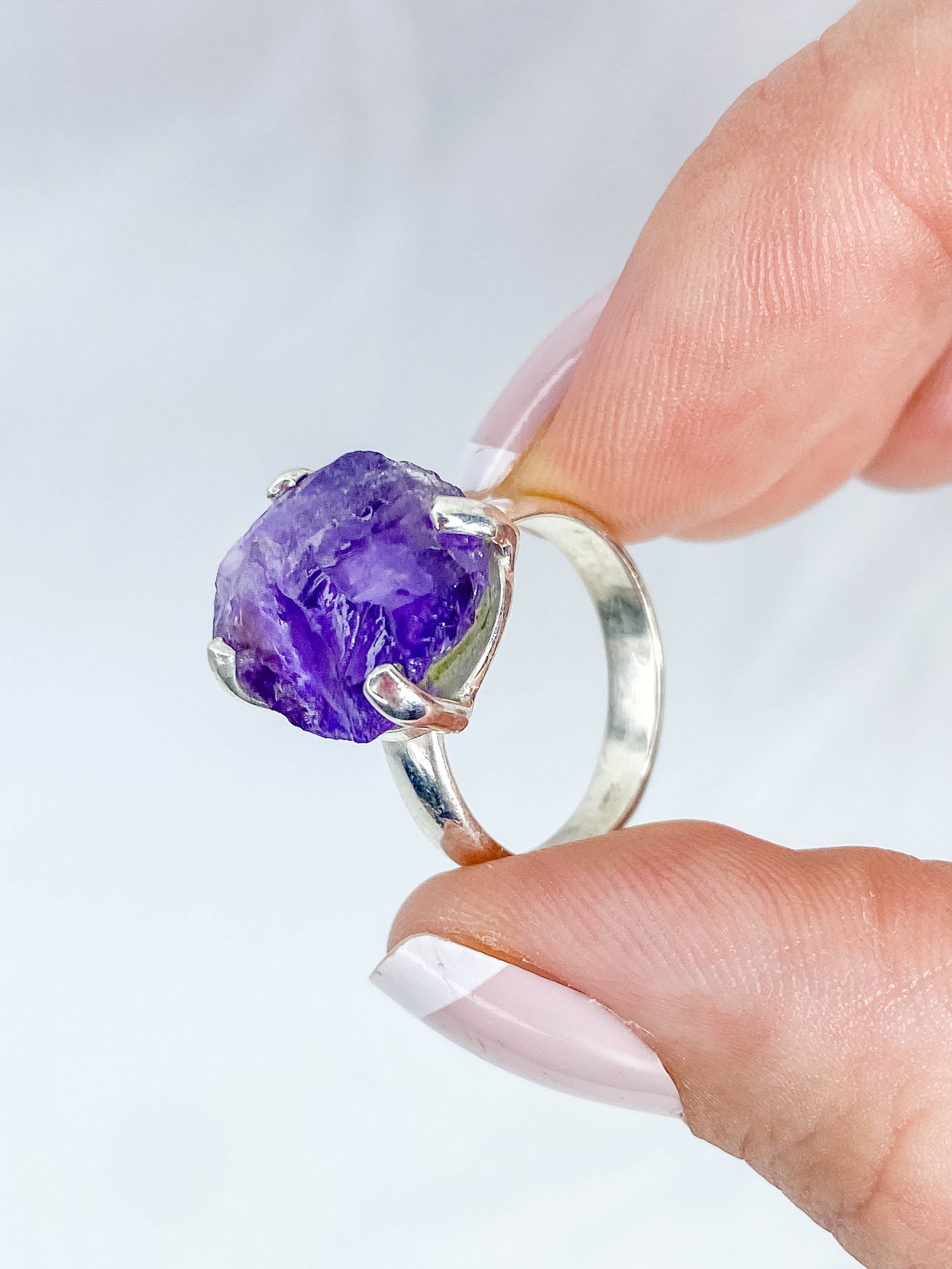 Amethyst Ring Natural Sterling Silver