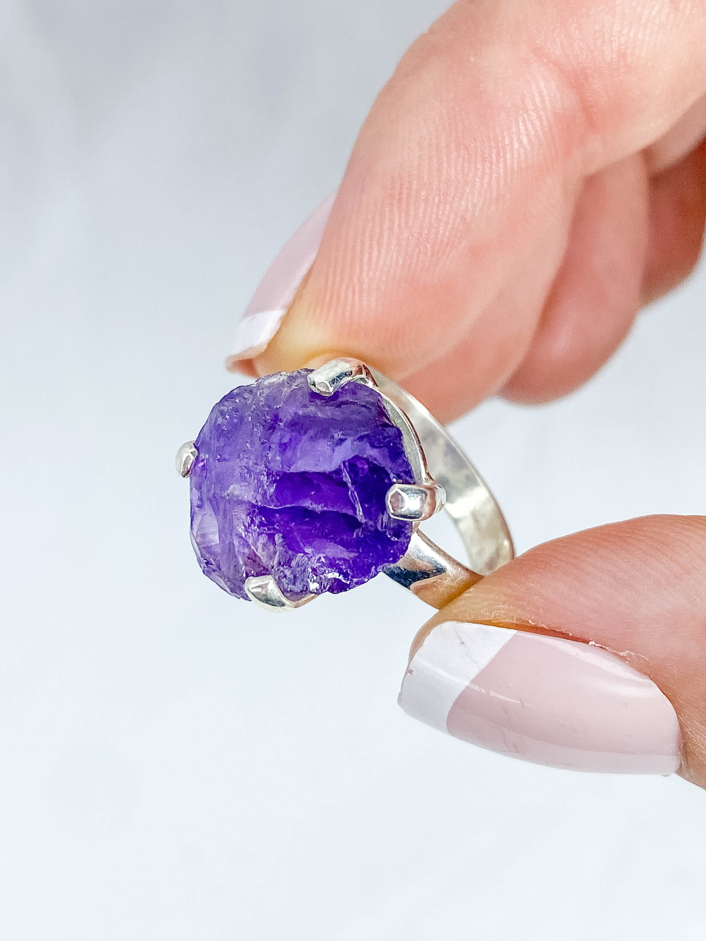 Amethyst Ring Natural Sterling Silver