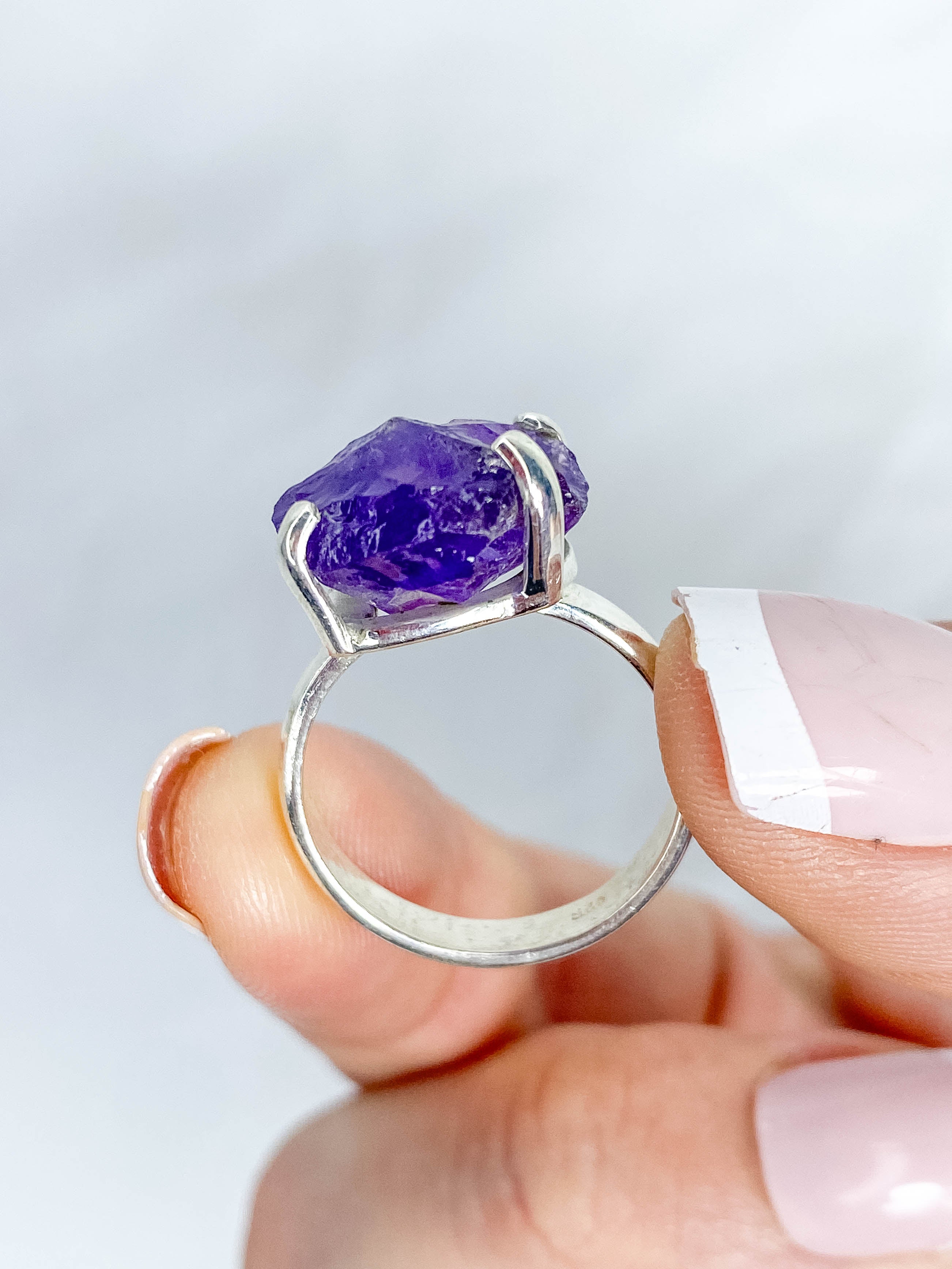 Amethyst Ring Natural Sterling Silver