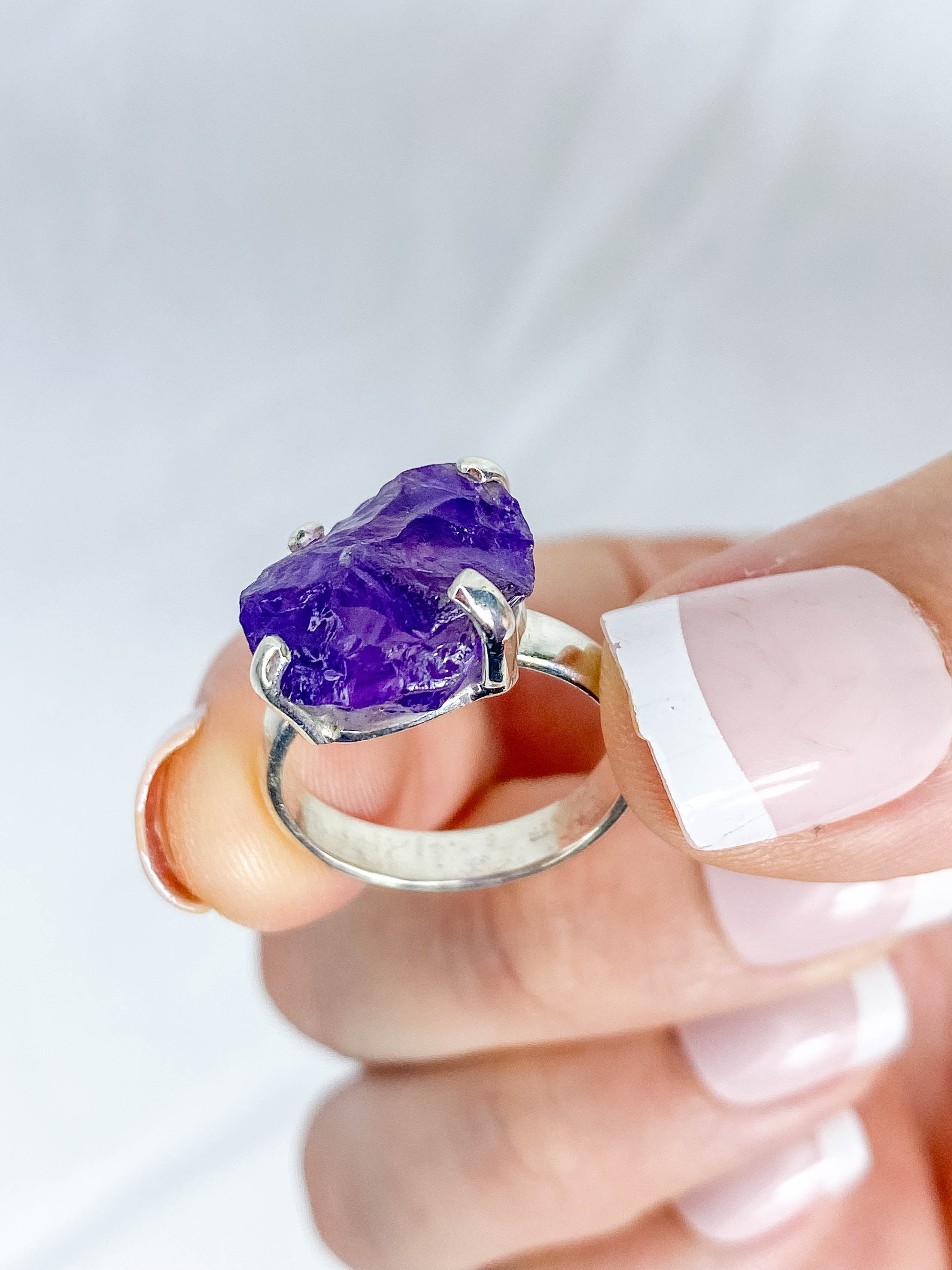 Amethyst Ring Natural Sterling Silver