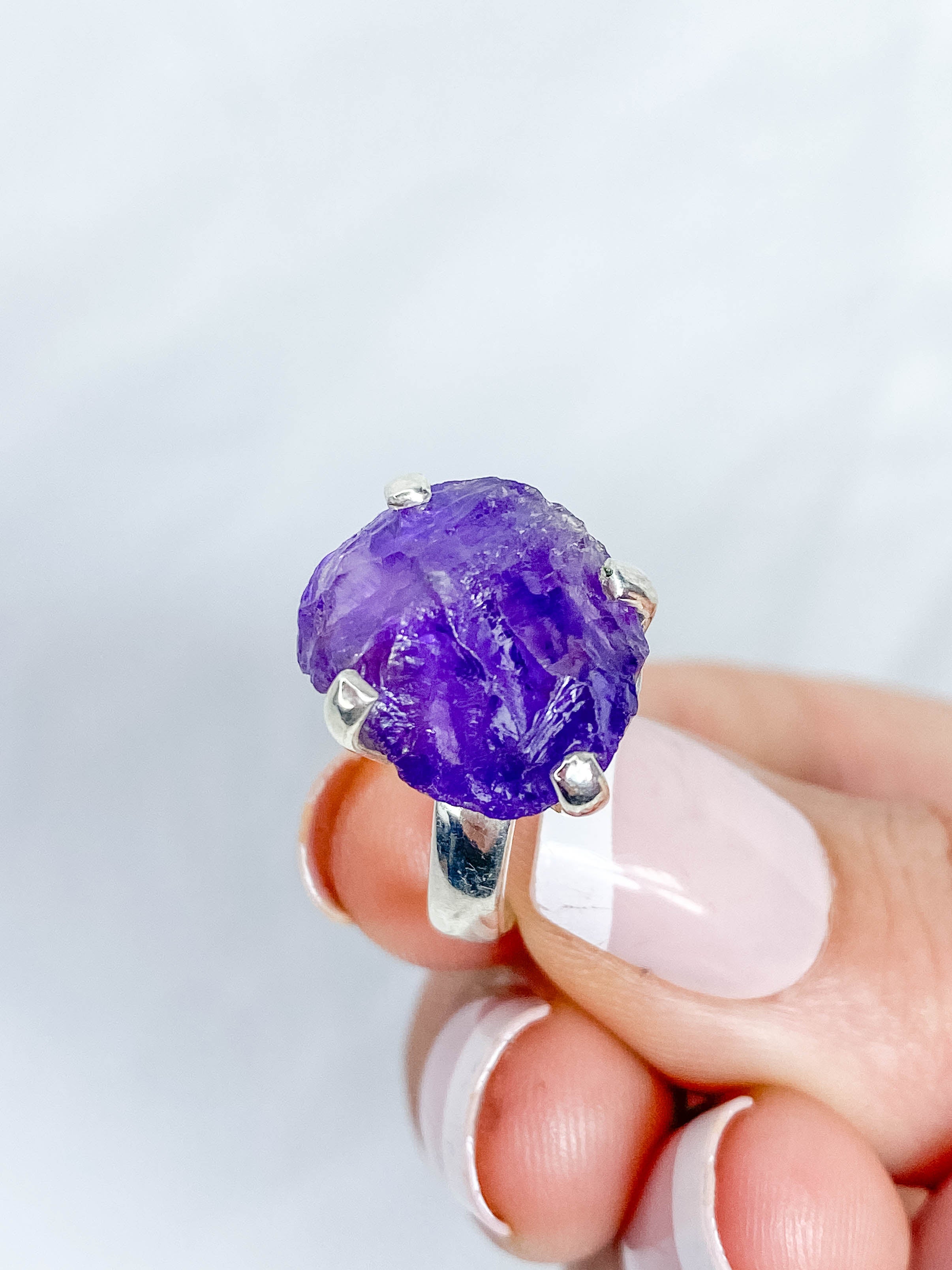 Amethyst Ring Natural Sterling Silver