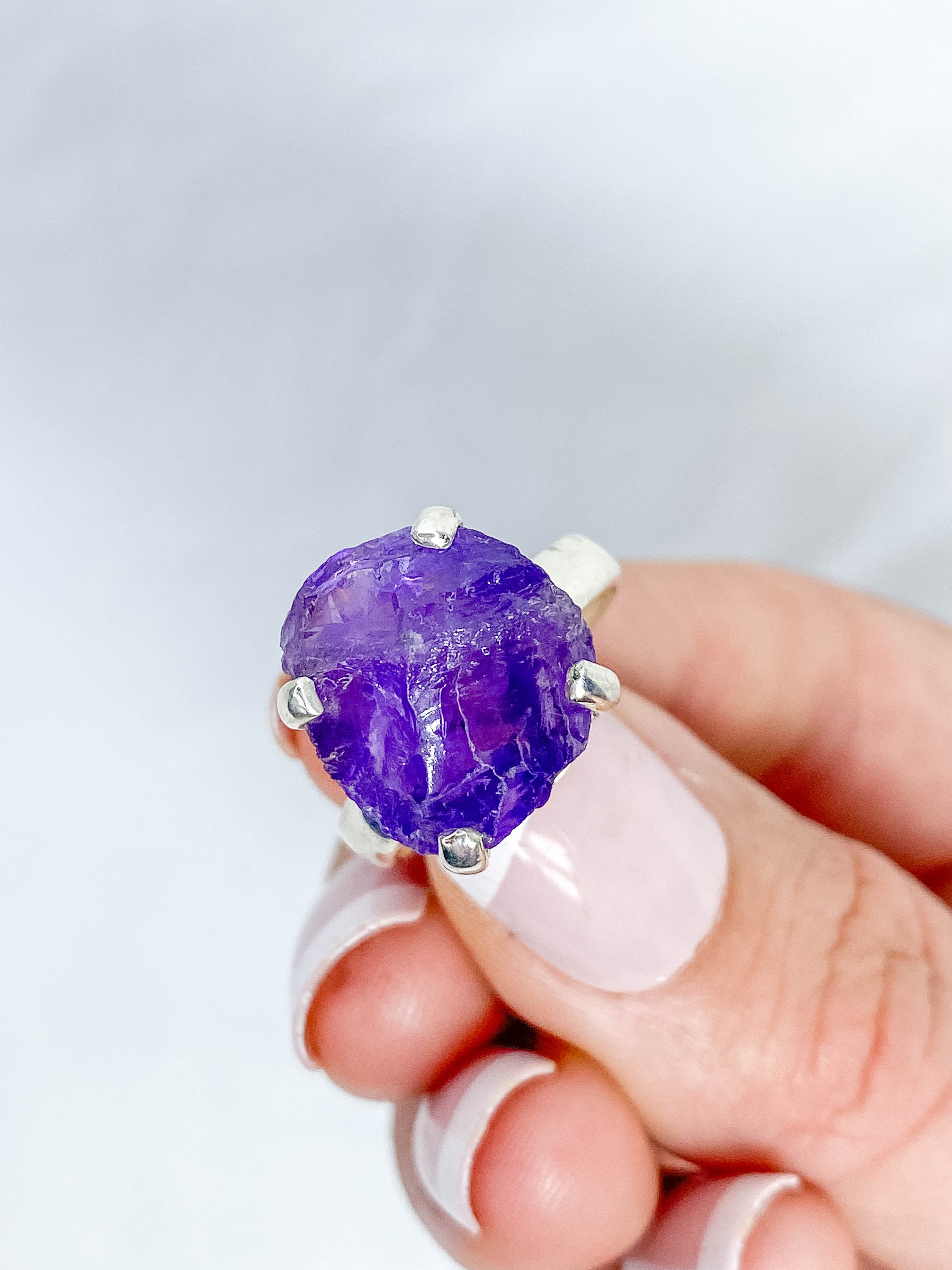 Amethyst Ring Natural Sterling Silver