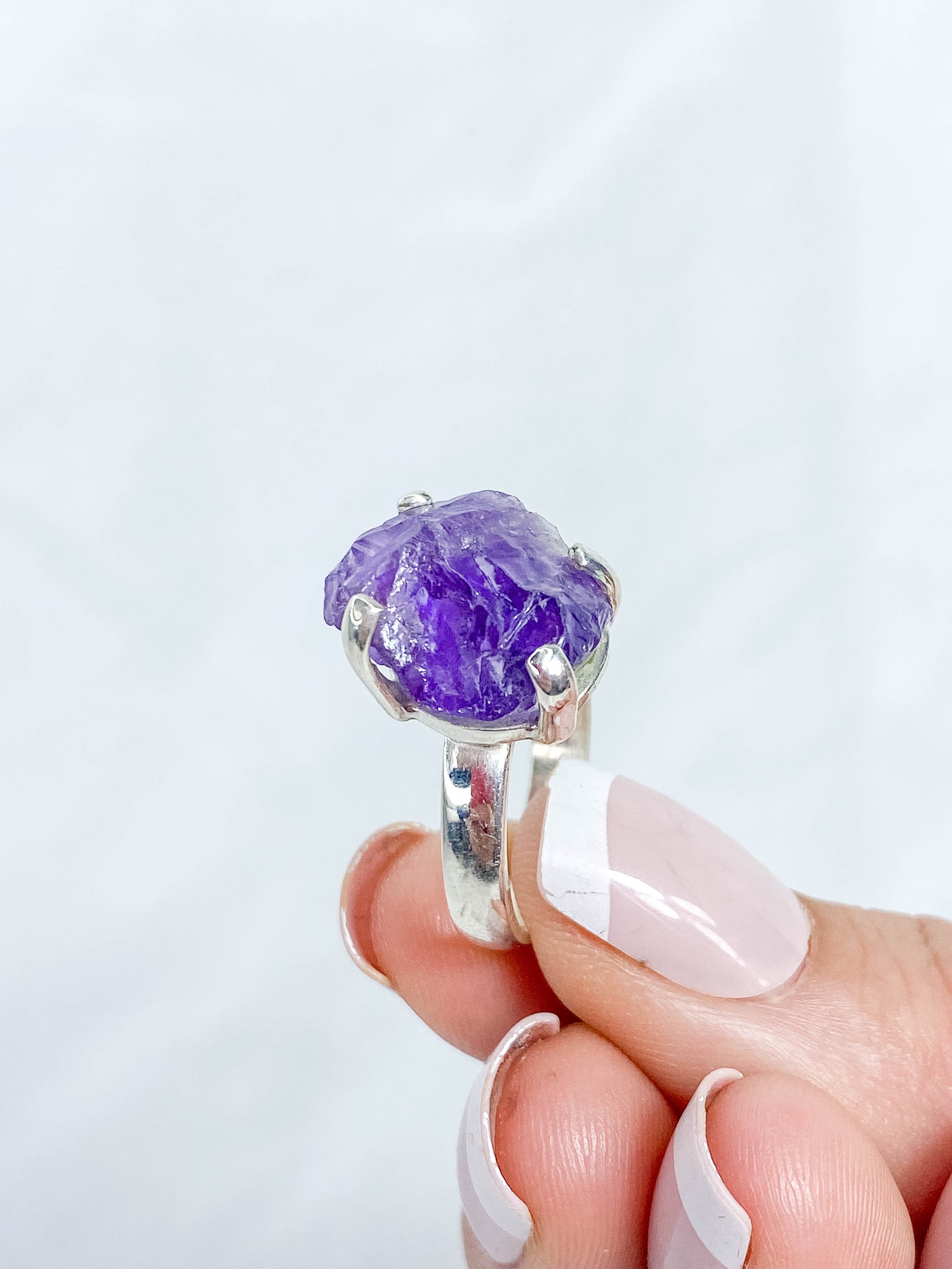 Amethyst Ring Natural Sterling Silver