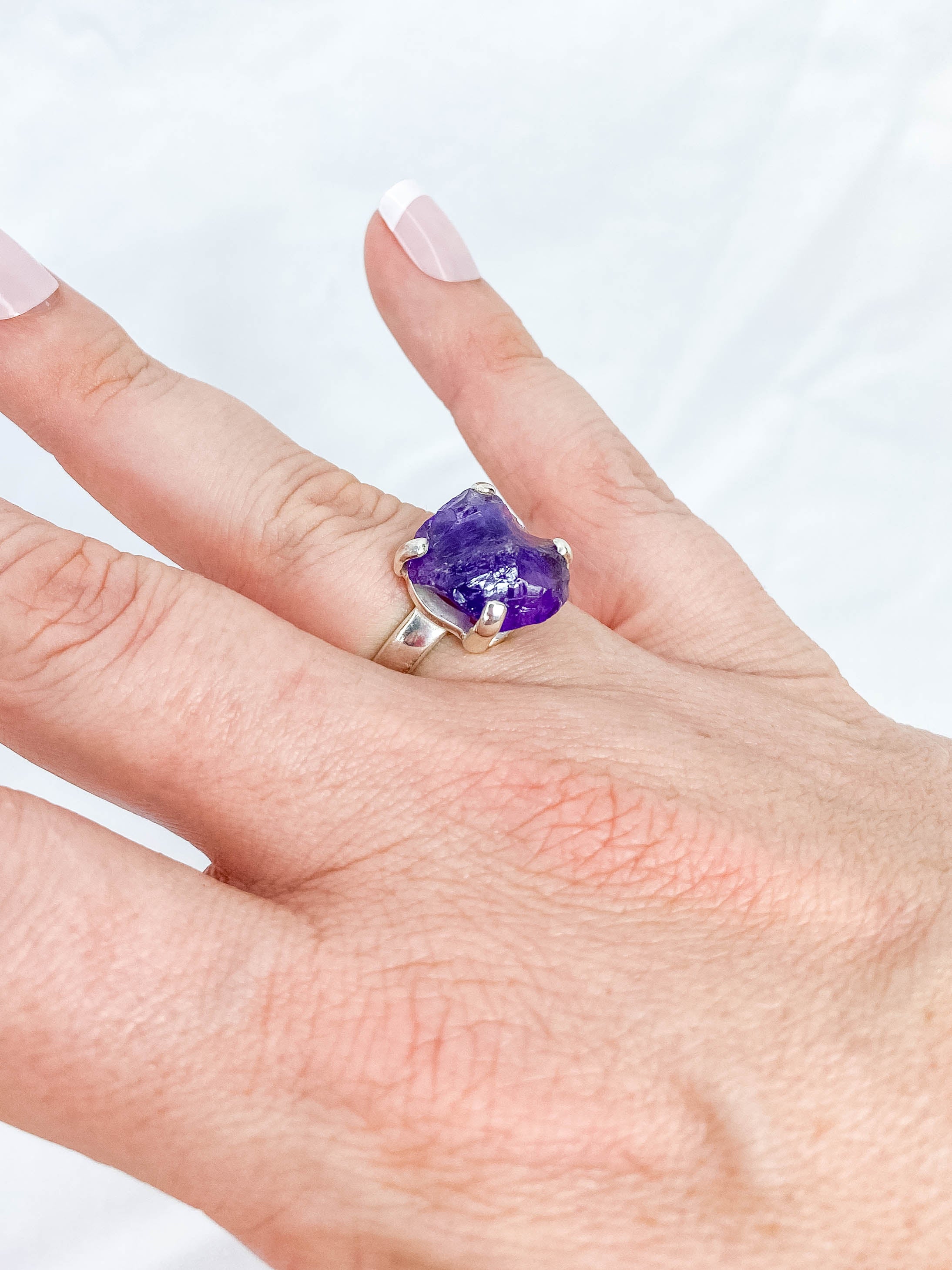 Amethyst Ring Natural Sterling Silver