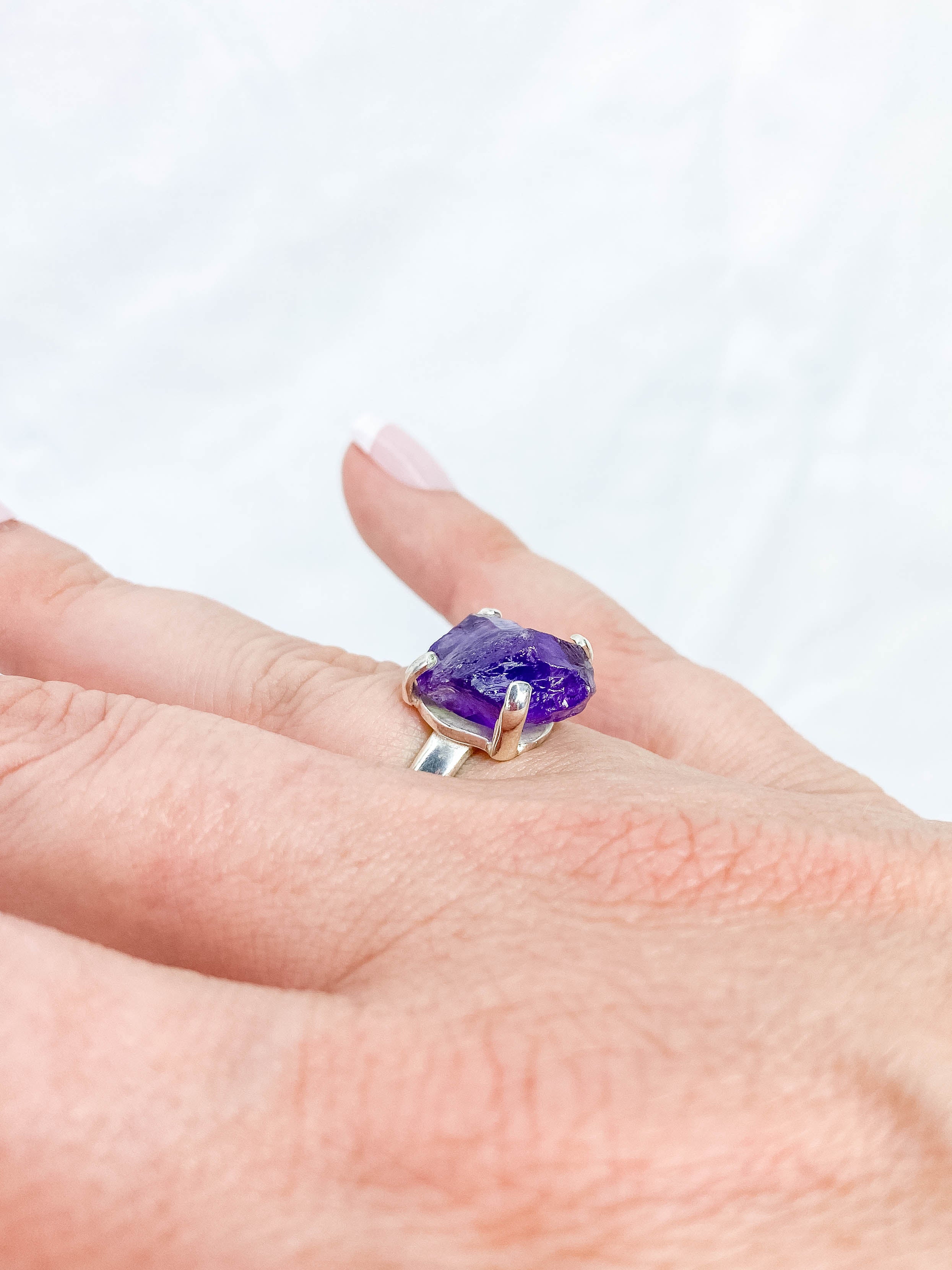 Amethyst Ring Natural Sterling Silver