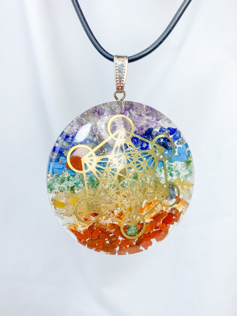 Chakra Merkaba Orgonite Pendant Black Cord