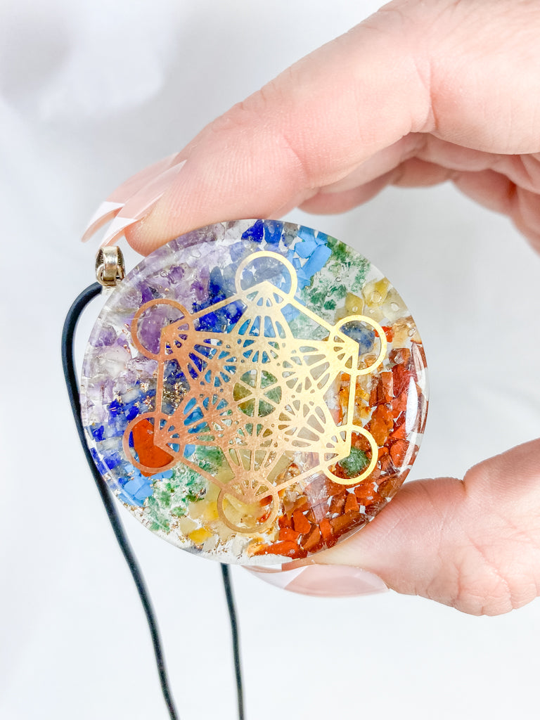 Chakra Merkaba Orgonite Pendant Black Cord