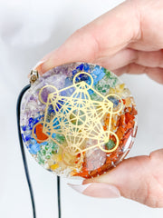 Chakra Merkaba Orgonite Pendant Black Cord