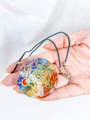 Chakra Merkaba Orgonite Pendant Black Cord