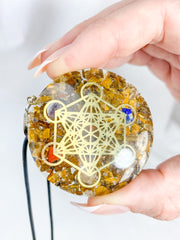 Tiger Eye Merkaba Orgonite Pendant Black Cord