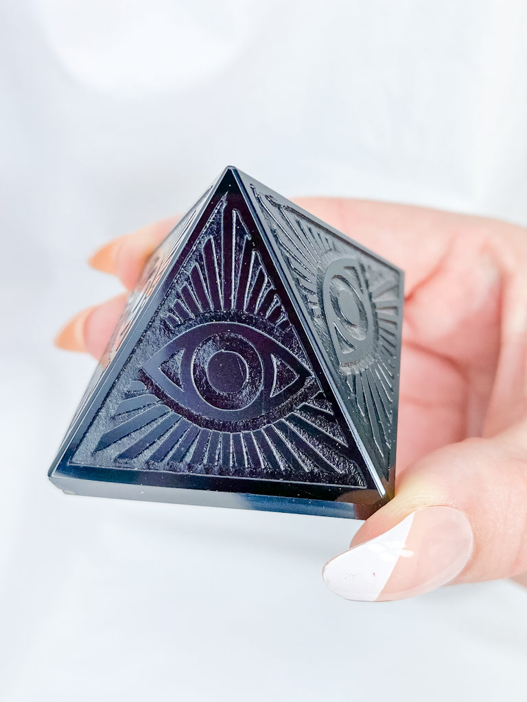 Black Obsidian All Seeing Eye Pyramid | Medium