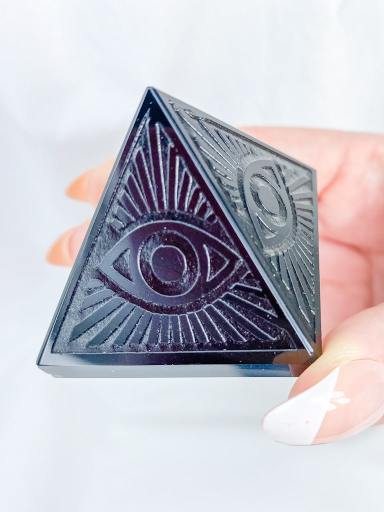 Black Obsidian All Seeing Eye Pyramid | Medium