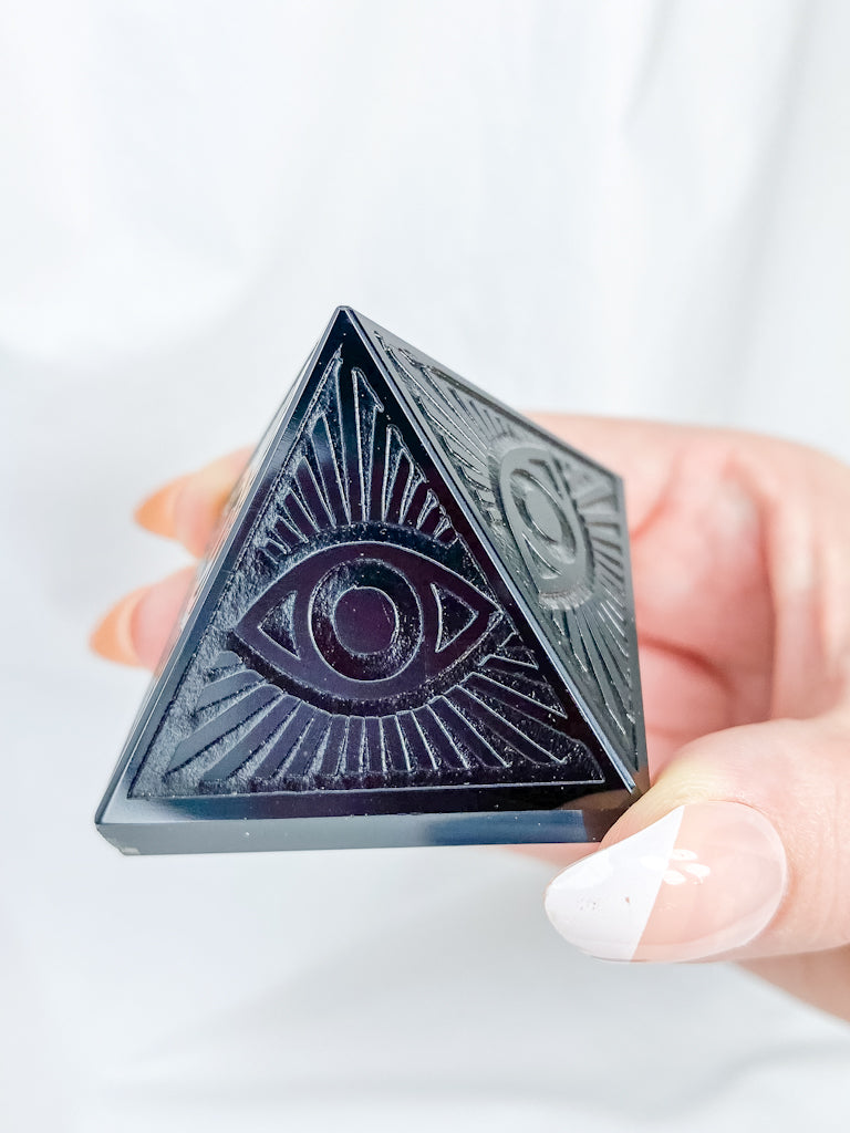 Black Obsidian All Seeing Eye Pyramid | Medium