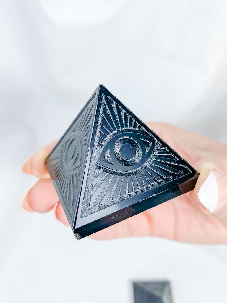 Black Obsidian All Seeing Eye Pyramid | Medium