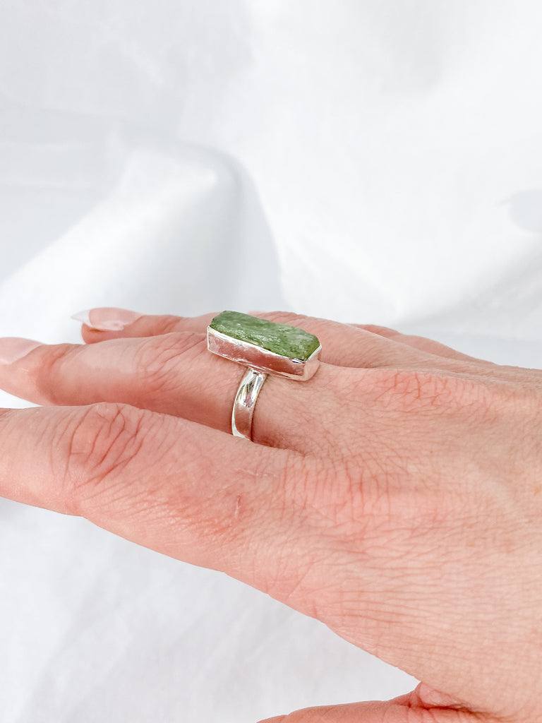 Green Kyanite Sterling Silver Ring