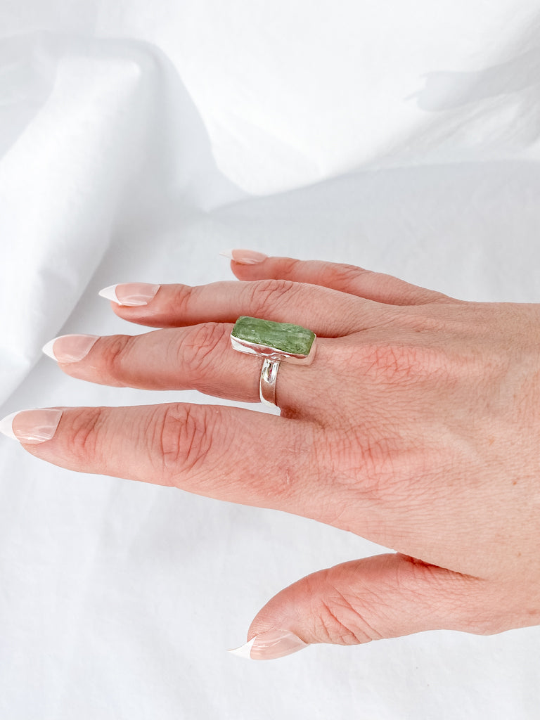 Green Kyanite Sterling Silver Ring