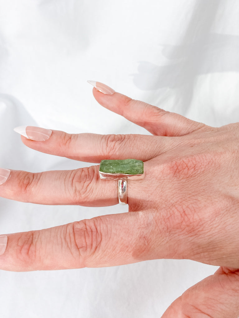 Green Kyanite Sterling Silver Ring