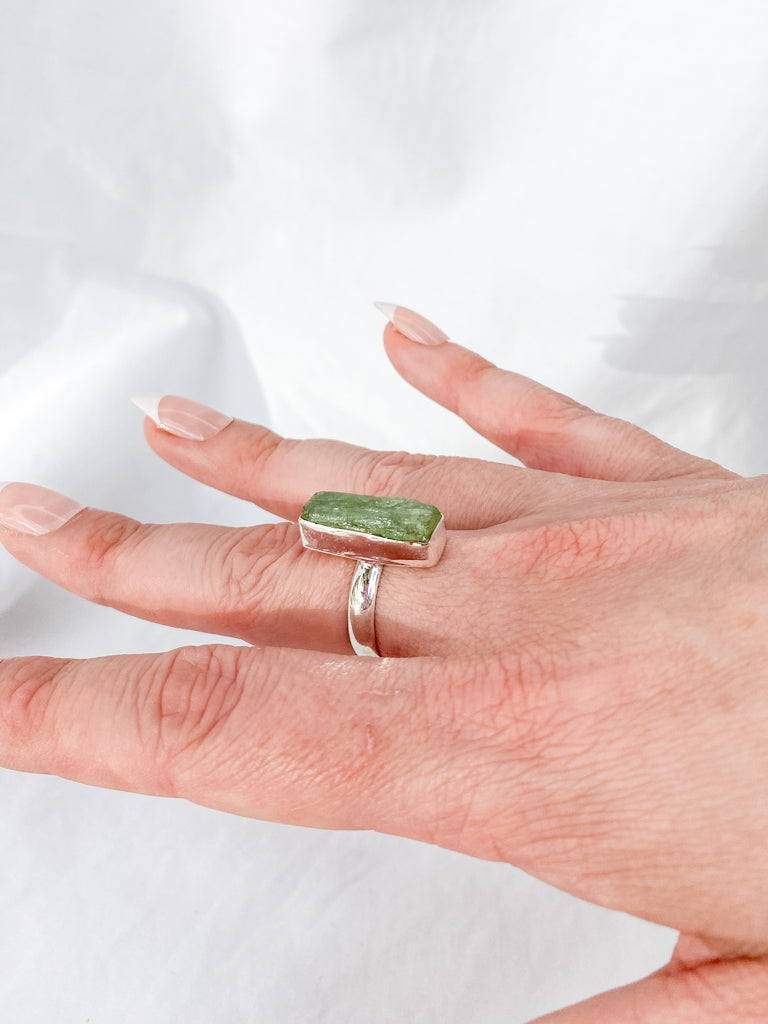 Green Kyanite Sterling Silver Ring