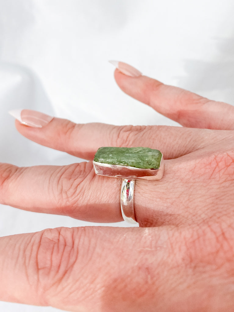 Green Kyanite Sterling Silver Ring