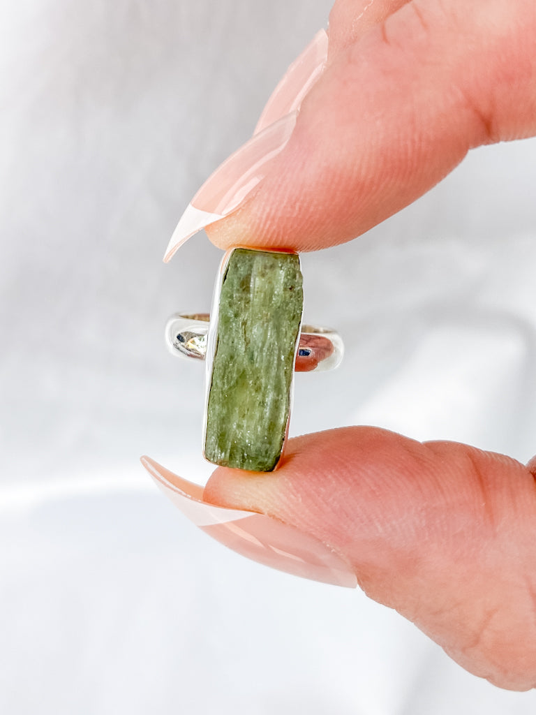 Green Kyanite Sterling Silver Ring