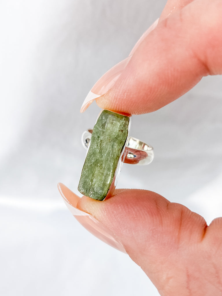 Green Kyanite Sterling Silver Ring