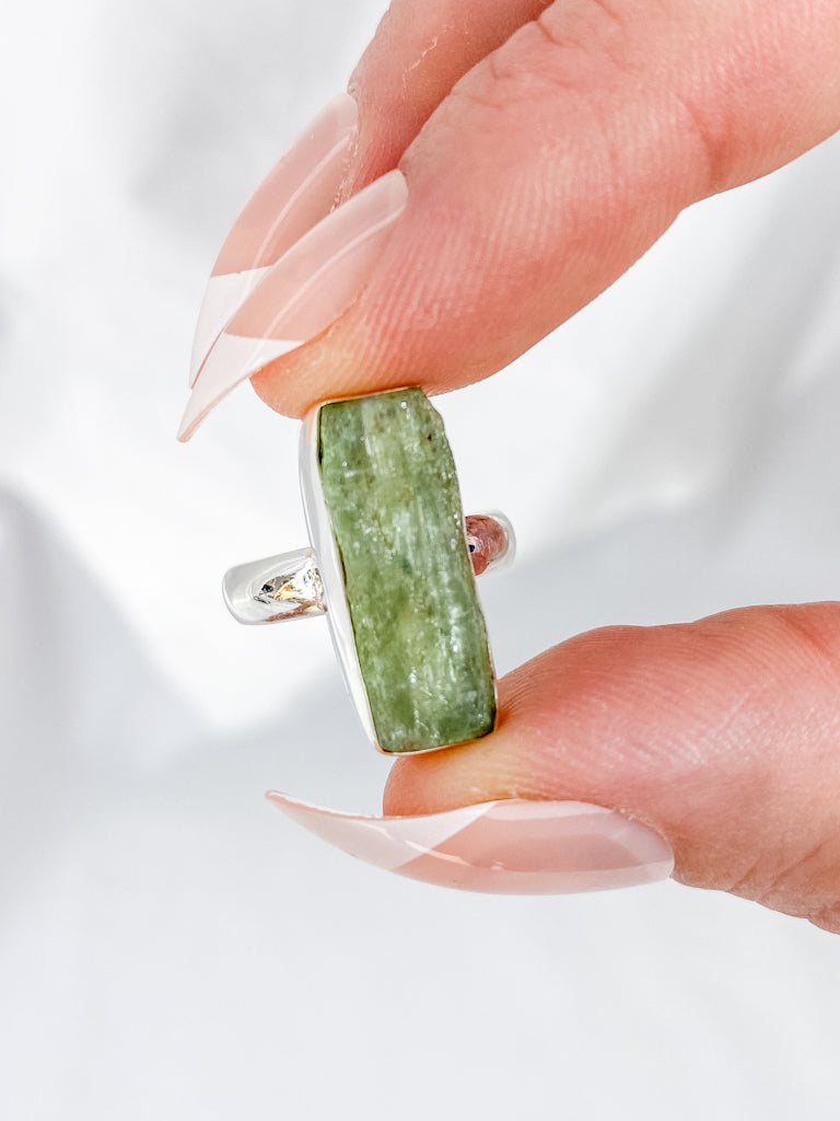 Green Kyanite Sterling Silver Ring