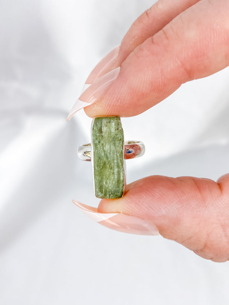 Green Kyanite Sterling Silver Ring