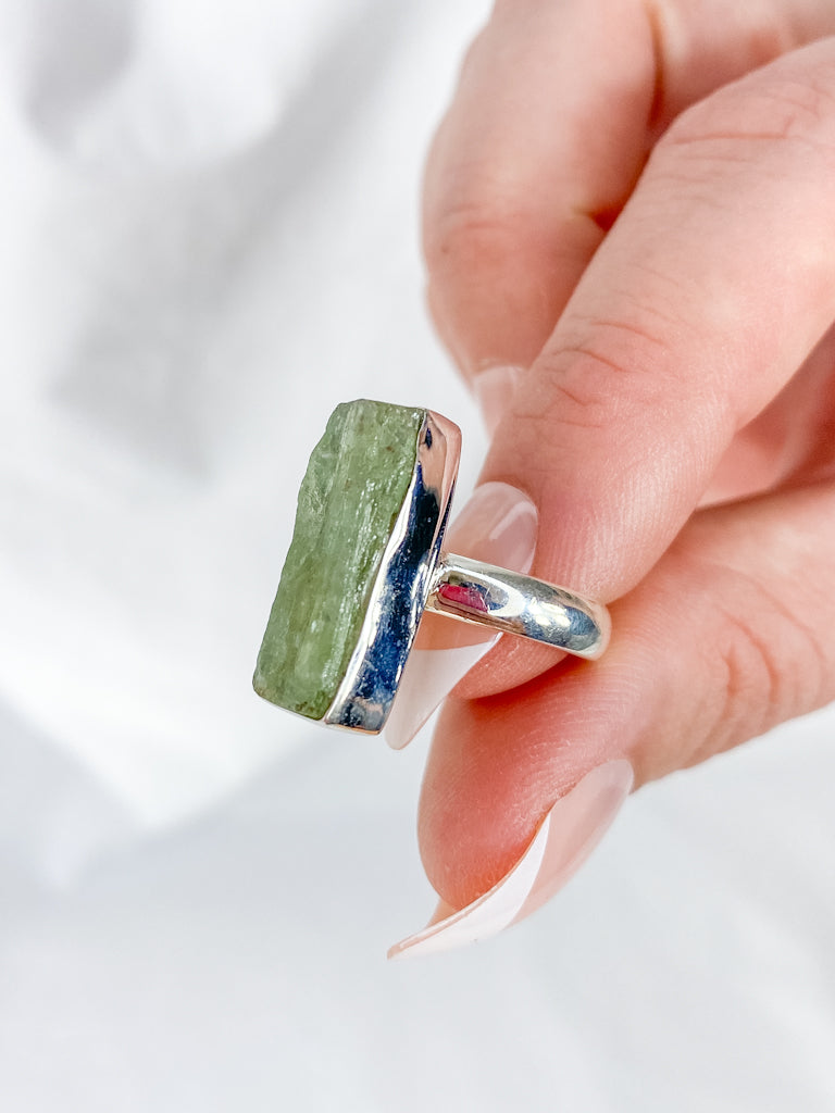 Green Kyanite Sterling Silver Ring